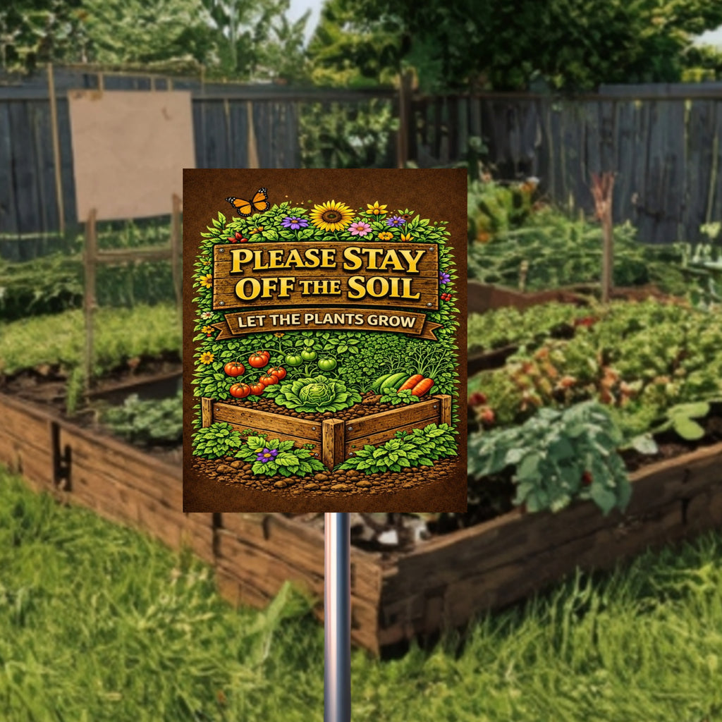 Stay Off The Soil Garden Sign Protect Plants Yard Sign 13x19 Laminated Outdoor Garden Decor Vegetable Garden Warning