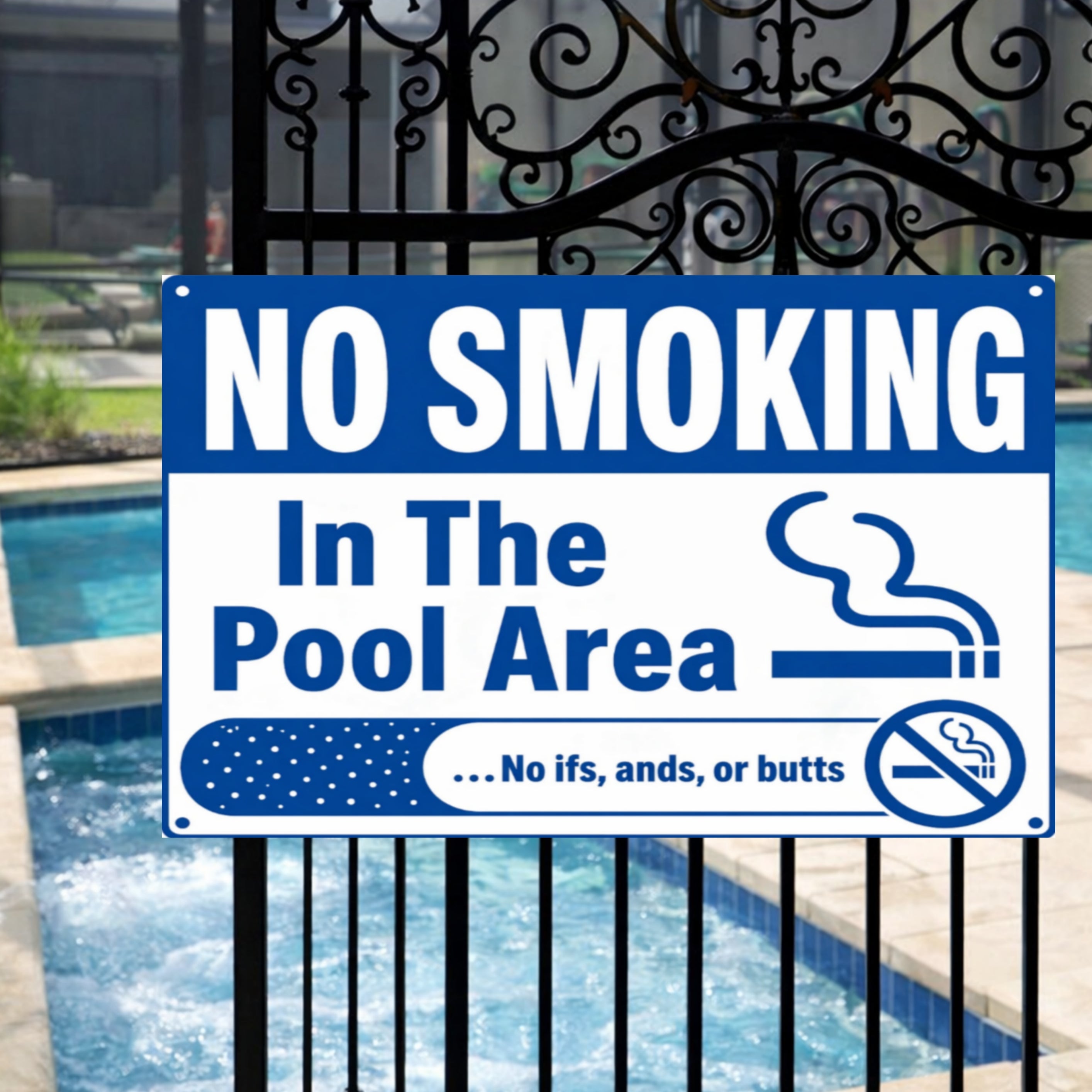No Smoking In The Pool Area Sign 13x19 Laminated Pool Rules Decor Backyard Pool Safety No Smoking Wall Sign