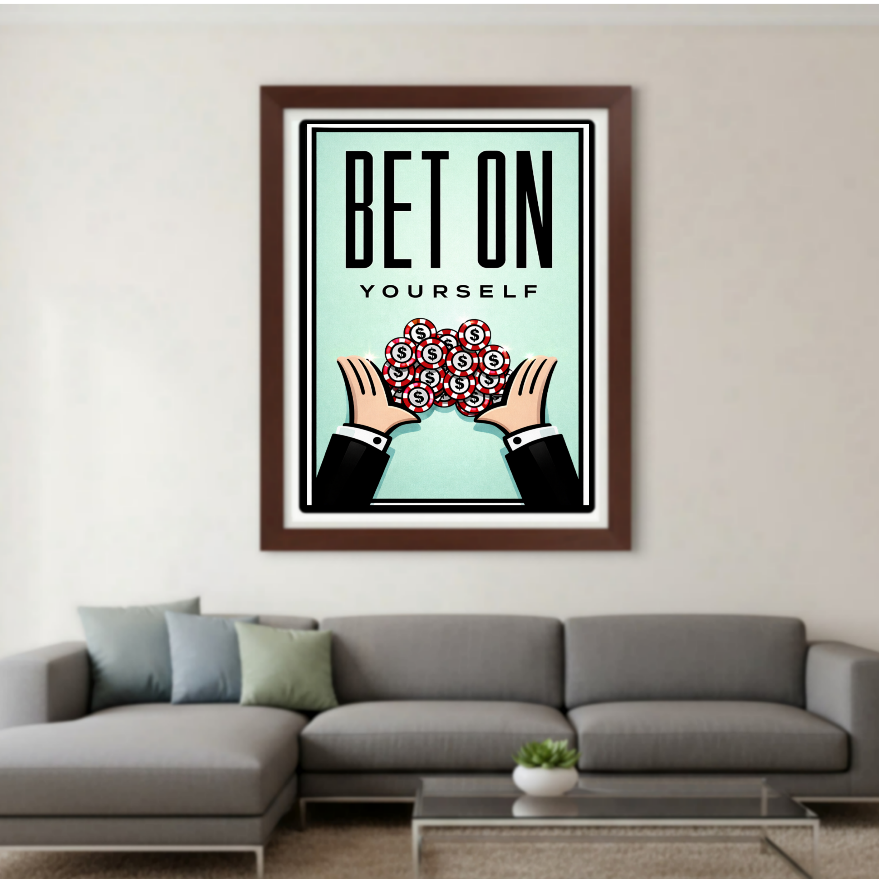 Bet On Yourself Motivational Wall Art Print – 13x19 Laminated Success Poster – Entrepreneur Hustle Decor