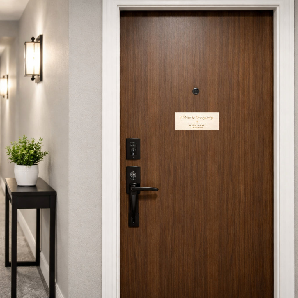 Private Property Sign – Kindly Respect Our Space | Elegant Home Sign | Minimalist Door Decor | Laminated & Durable