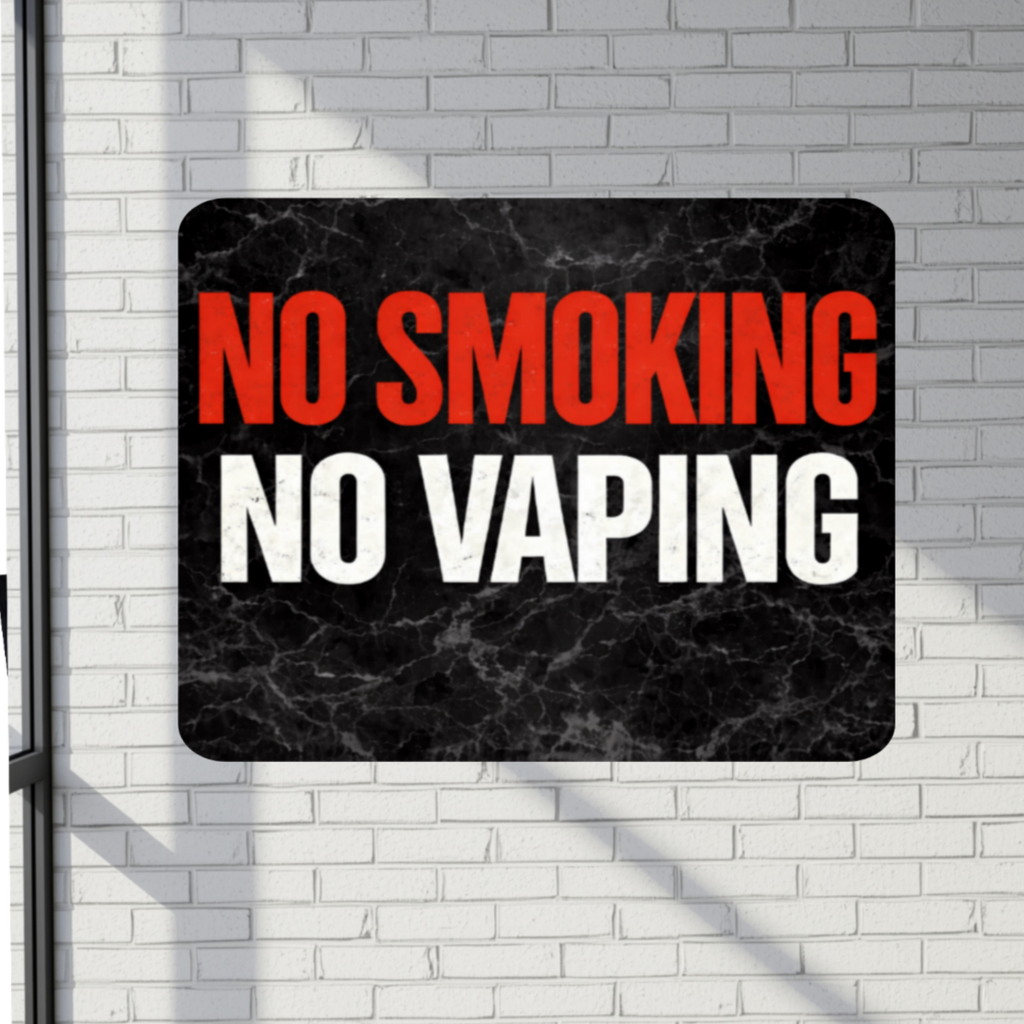 No Smoking No Vaping Sign – Modern Home No Smoking Sign, No Vape Allowed Wall Decor, Laminated Door Sign 6x9in 19x13in