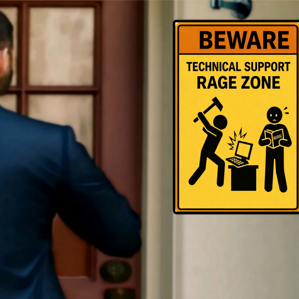 Technical Support Rage Zone Funny Beware Sign 13x19 Laminated Print IT Humor Office Decor Geek Gift Computer Nerd Wall Art