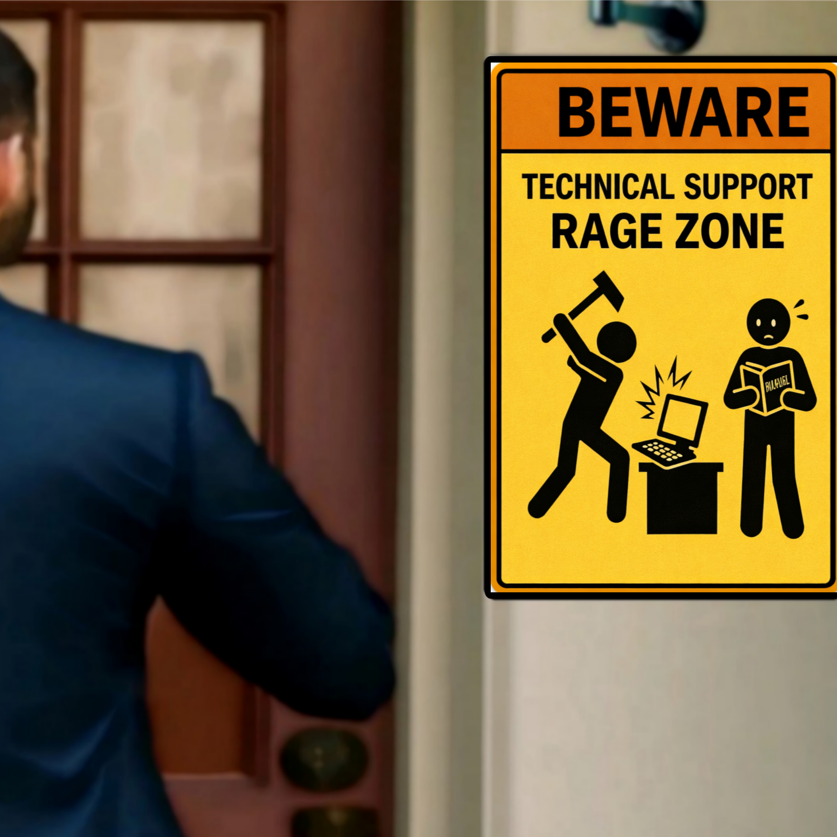 Technical Support Rage Zone Funny Beware Sign 13x19 Laminated Print IT Humor Office Decor Geek Gift Computer Nerd Wall Art