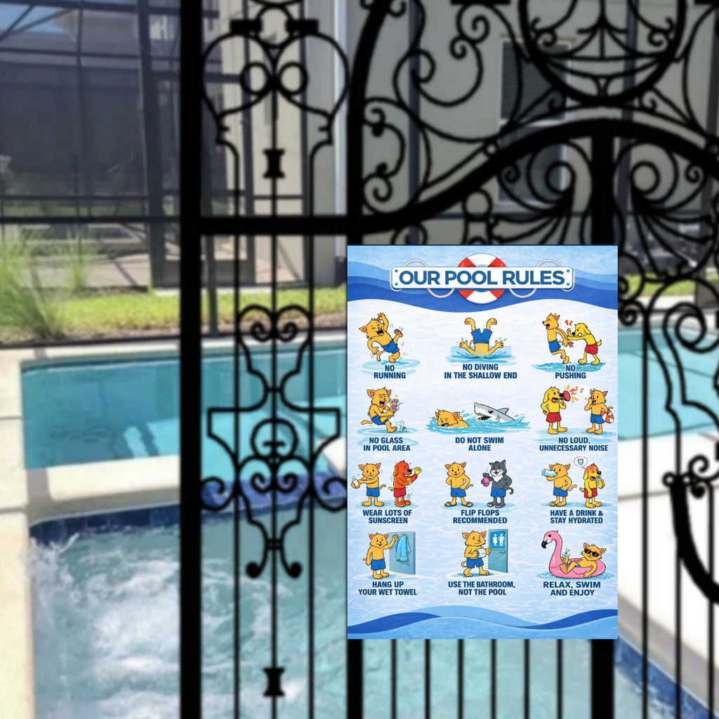 Pool Rules Sign 13x19 Laminated Funny Pool Safety Poster Kids Pool Rules Sign Backyard Pool Decor Family Pool Sign