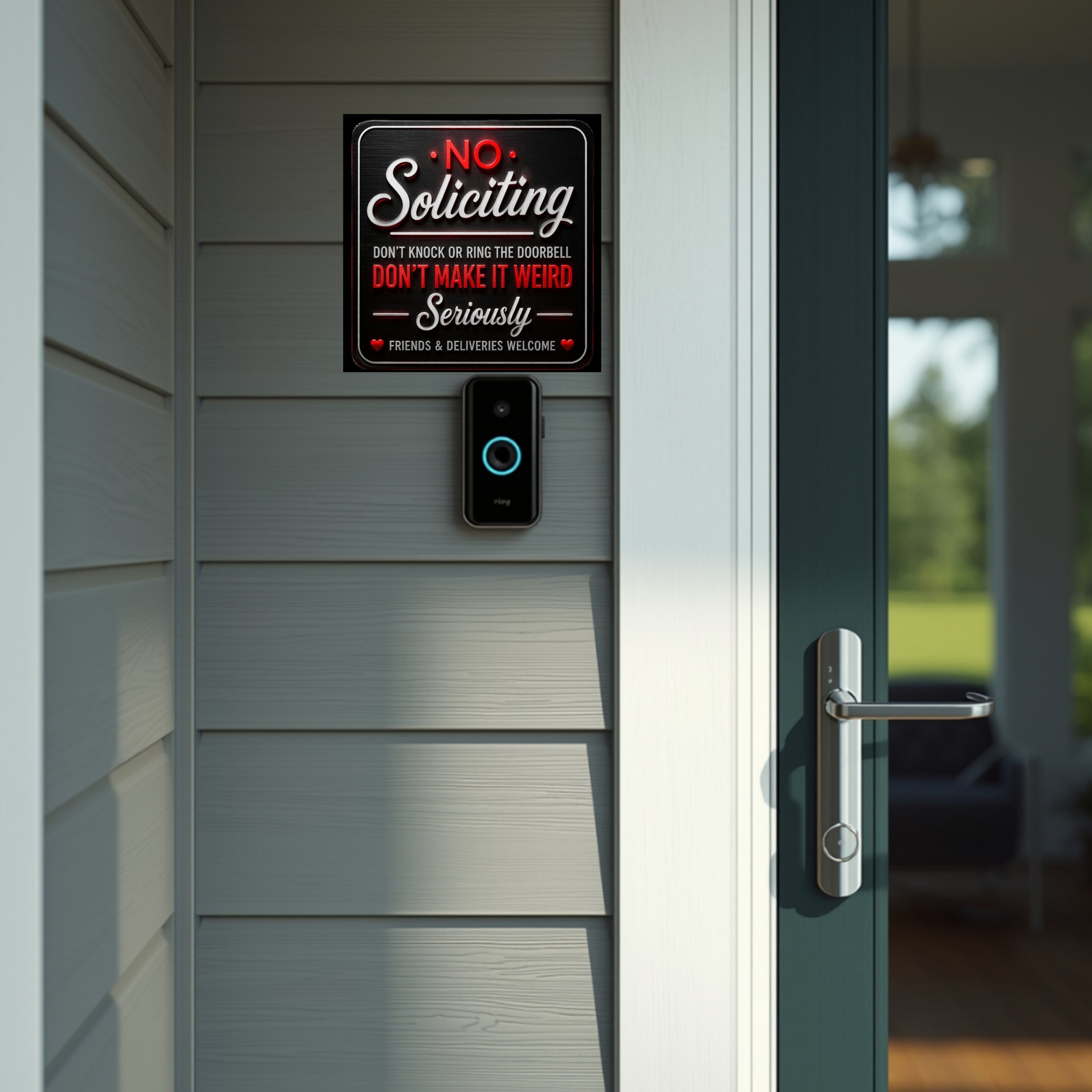 No Soliciting Don’t Make It Weird Funny Door Sign Modern Home Decor Statement Piece, 6x9in