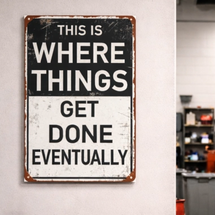 This Is Where Things Get Done Sign 13x19 – Motivational Wall Art, Hustle Mindset Sign, Office Garage Decor, Laminated Sign