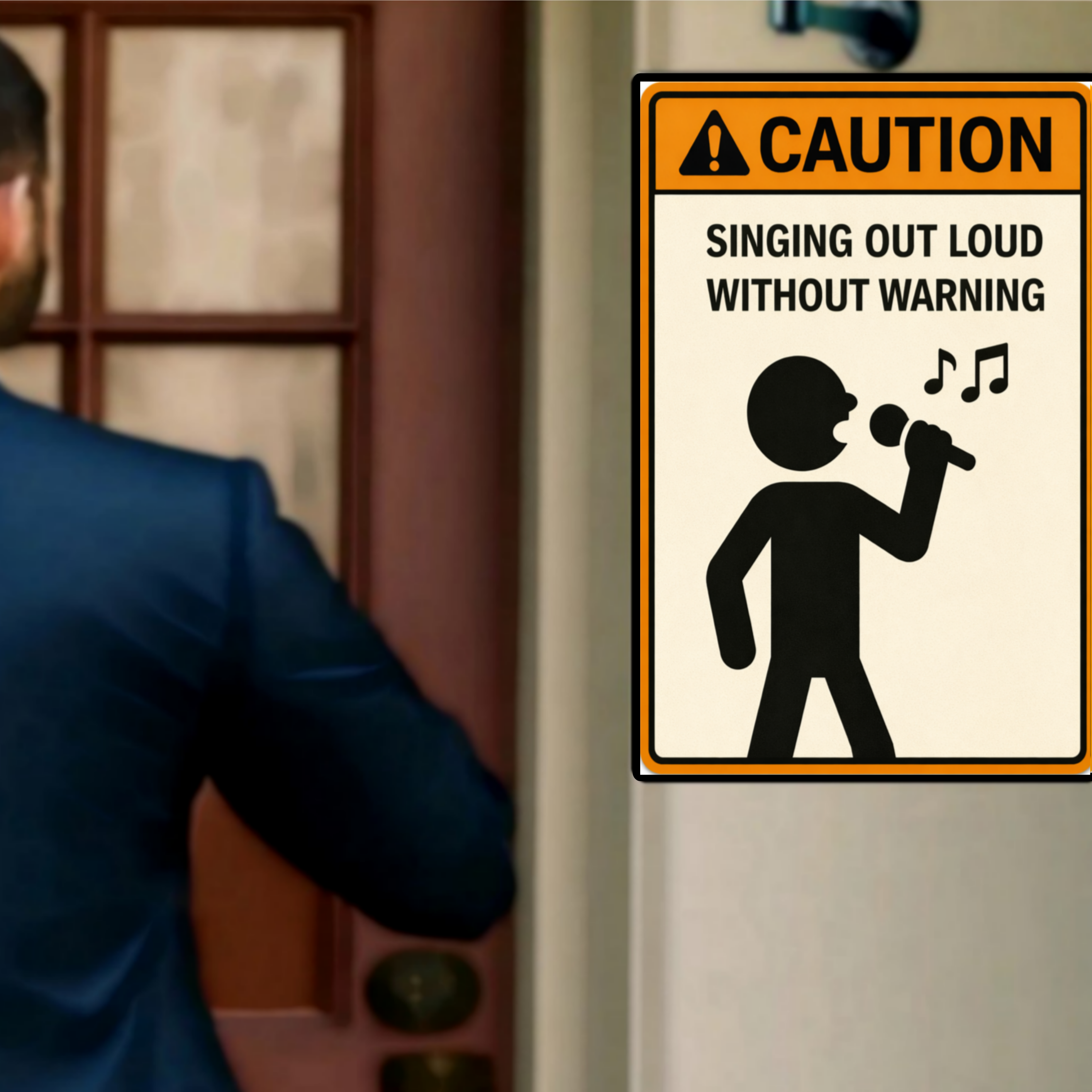 Singing Out Loud Without Warning Funny Caution Sign 13x19 Laminated Print Music Lover Humor Wall Art Funny Decor Gift