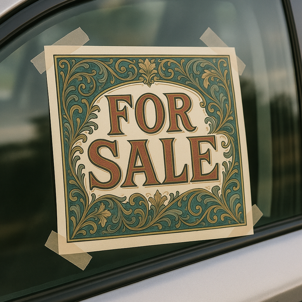 Vintage For Sale Sign – 13x13 Decorative Property Sale Sign | Rustic Real Estate or Yard Display