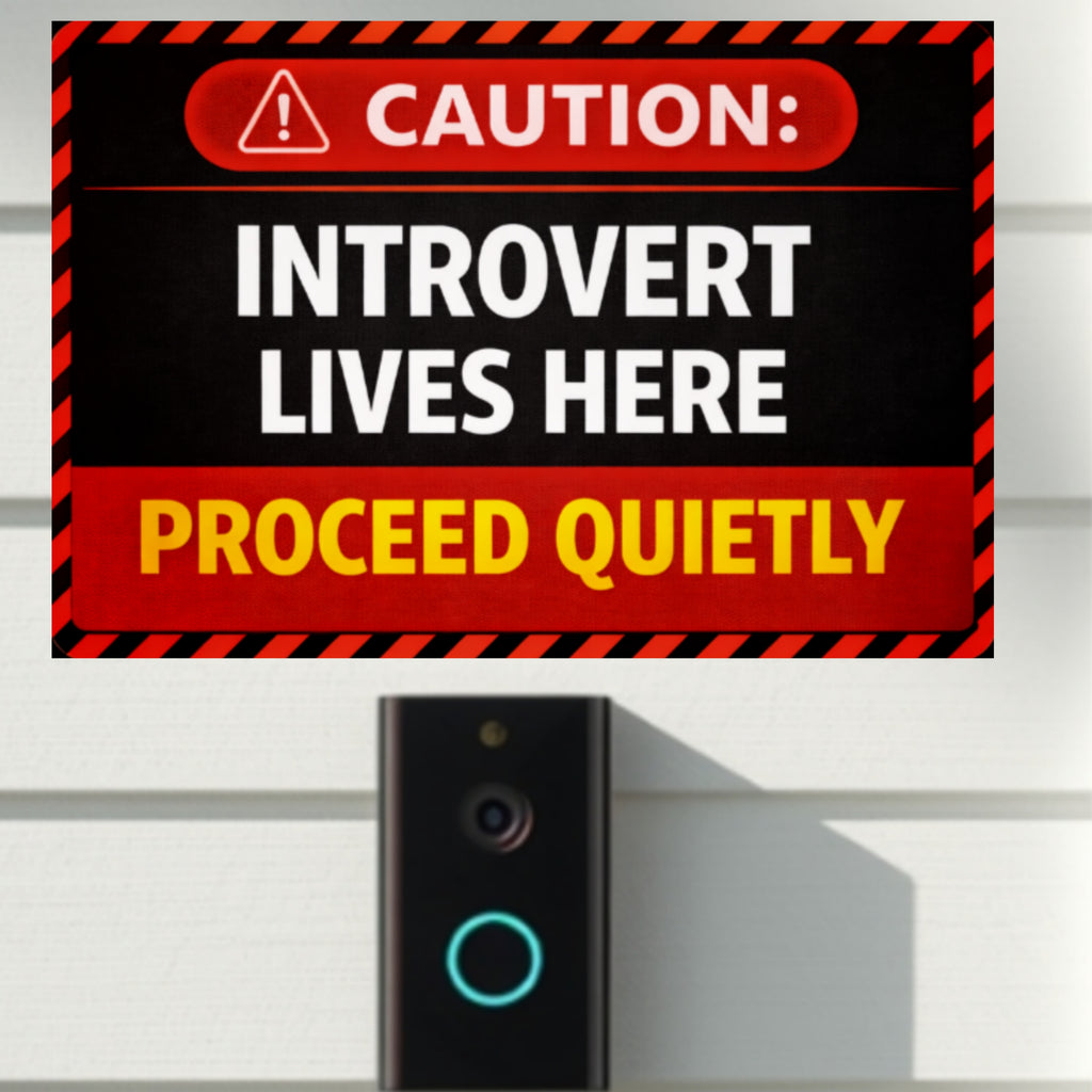 Caution Introvert Lives Here Proceed Quietly Funny Door Sign No Noise Home Decor 5x9in