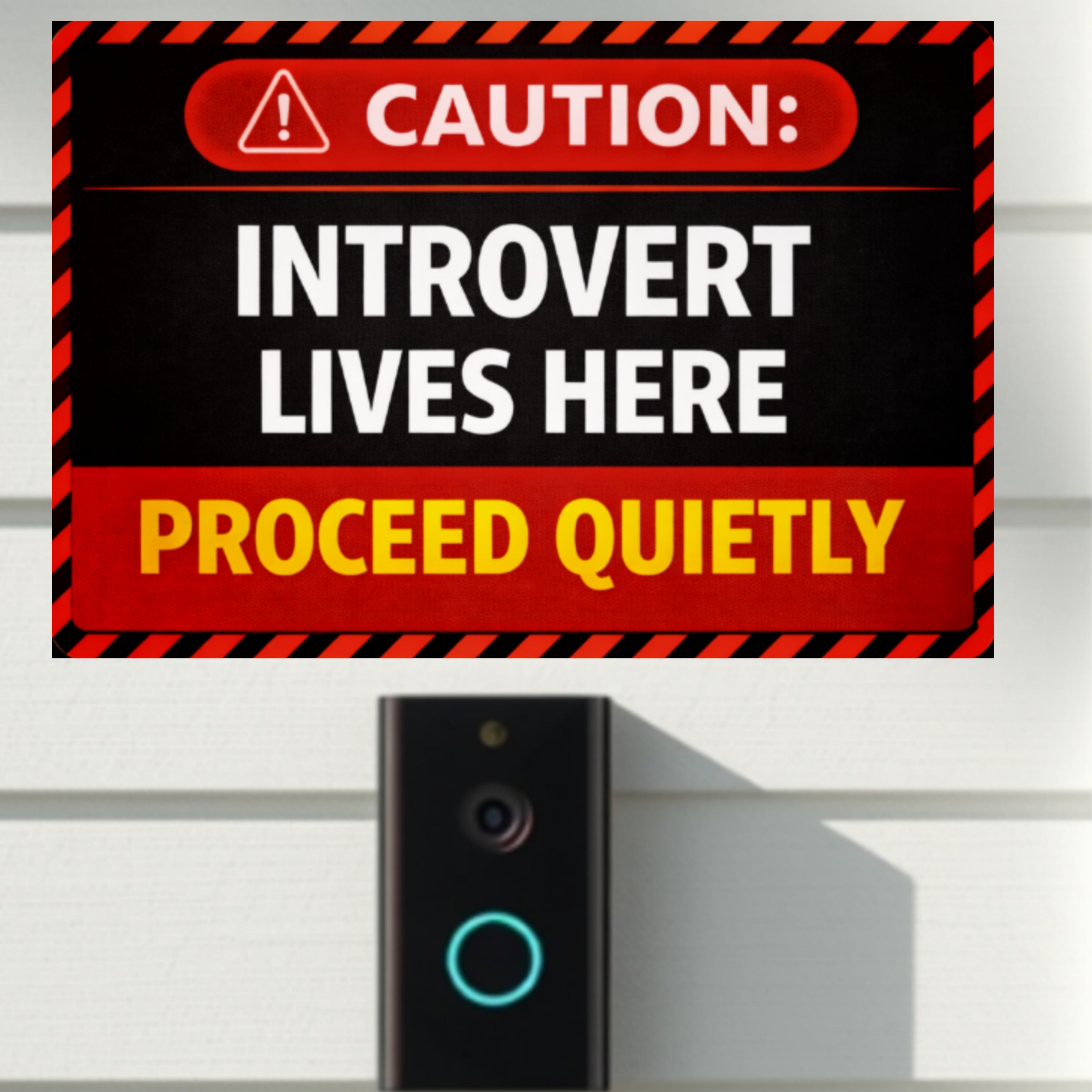 Caution Introvert Lives Here Proceed Quietly Funny Door Sign No Noise Home Decor 5x9in