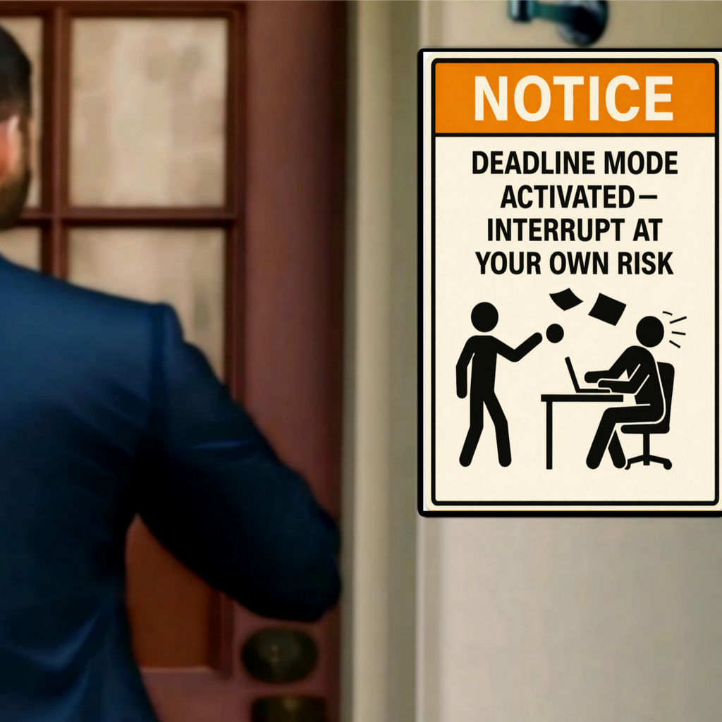 Deadline Mode Activated Funny Notice Sign 13x19 Laminated Print Office Humor Work Warning Sign Productivity Decor Gift