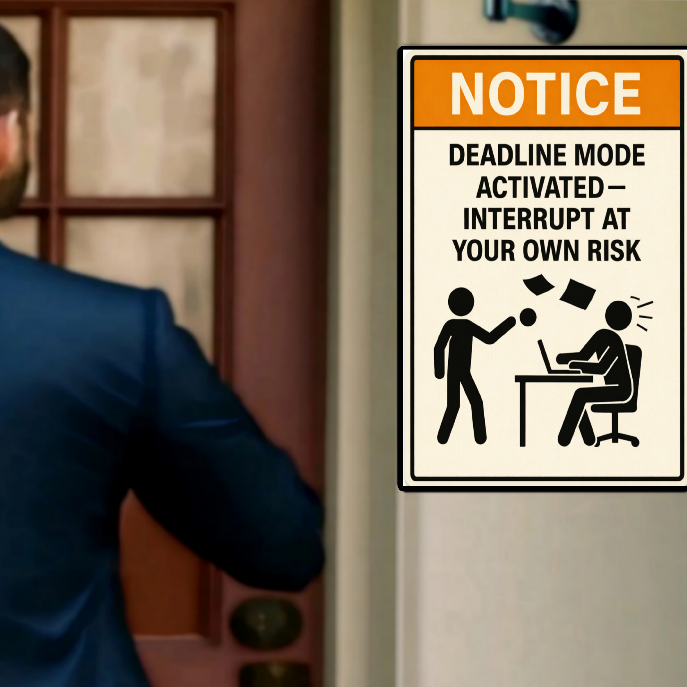 Deadline Mode Activated Funny Notice Sign 13x19 Laminated Print Office Humor Work Warning Sign Productivity Decor Gift