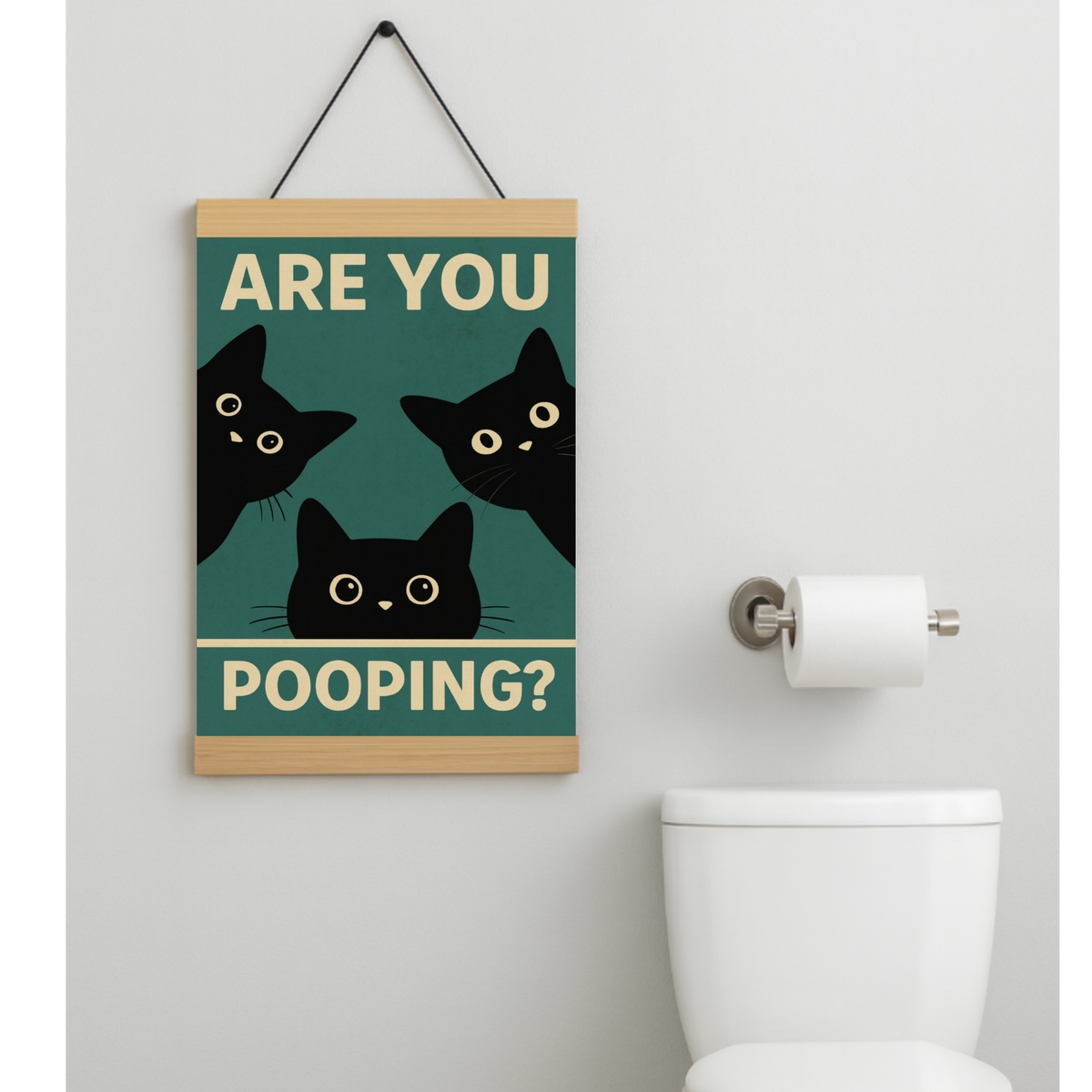 Are You Pooping? Funny Cat Bathroom Sign – Humor Wall Decor for Restroom or Guest Bathroom 13x19in