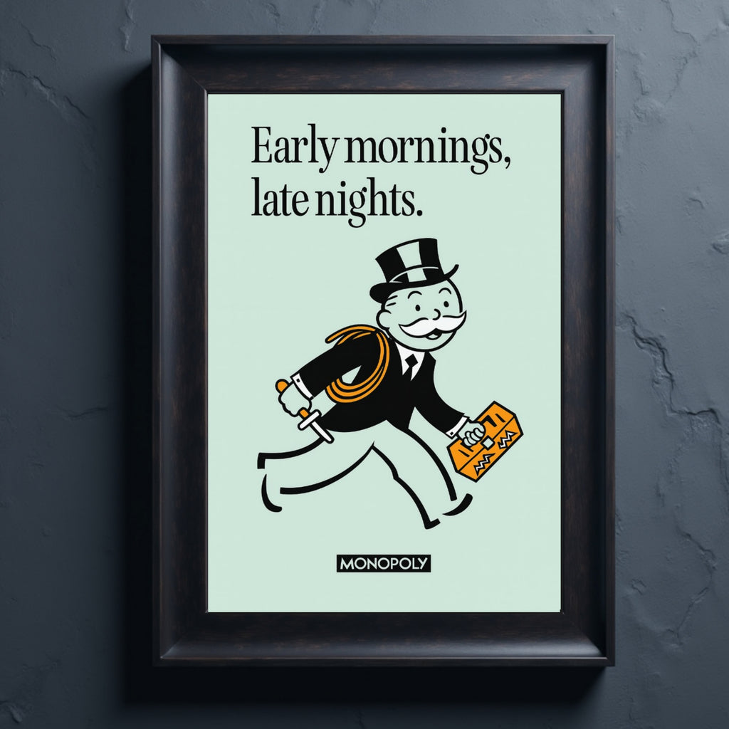 Early Mornings Late Nights Motivational Poster – Hustle Mindset Wall Art | 13x19 Laminated Print