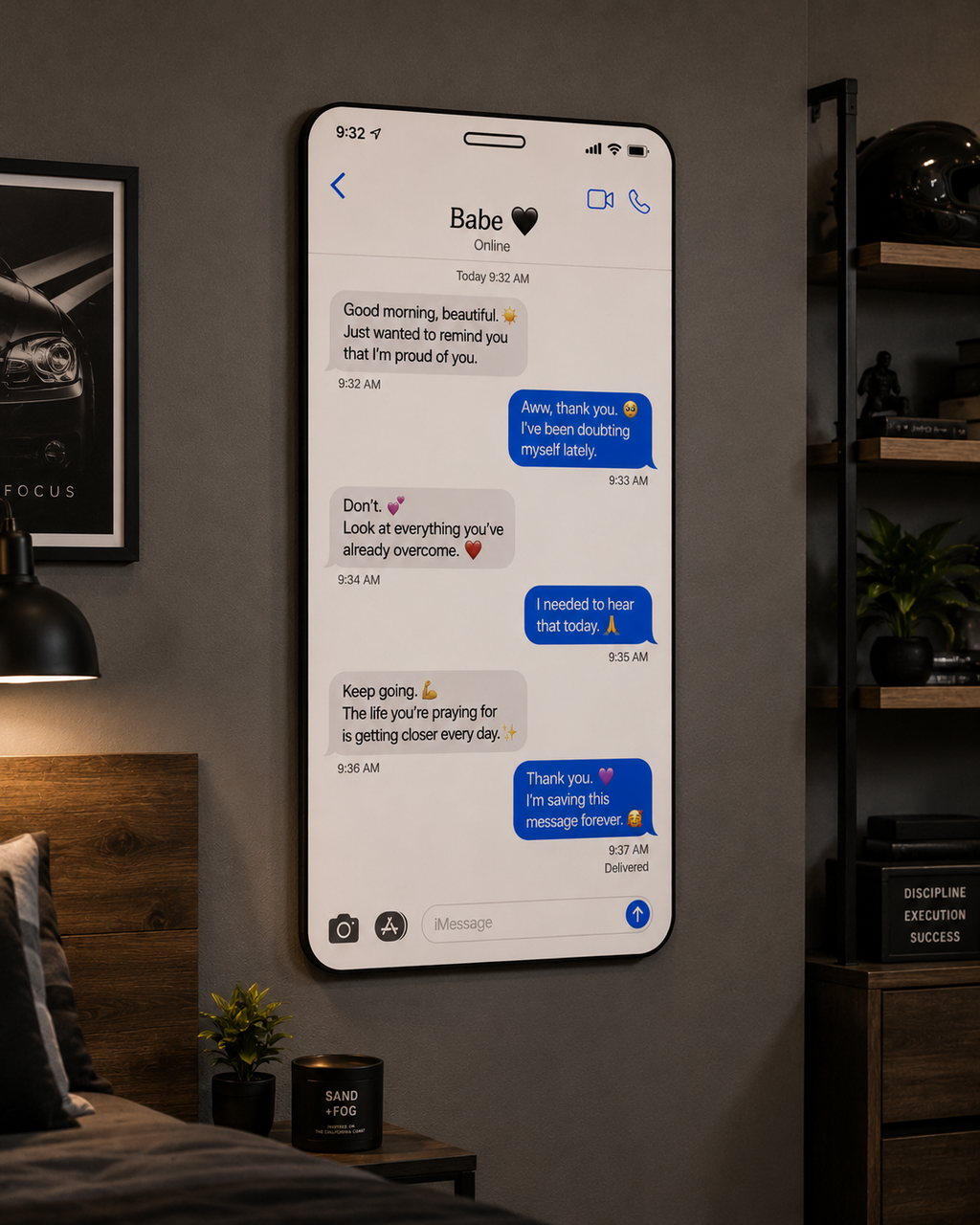 Personalized Text Message Wall Art | Custom Phone Conversation Sign | First Date Texts Gift | Personalized Couple Wall