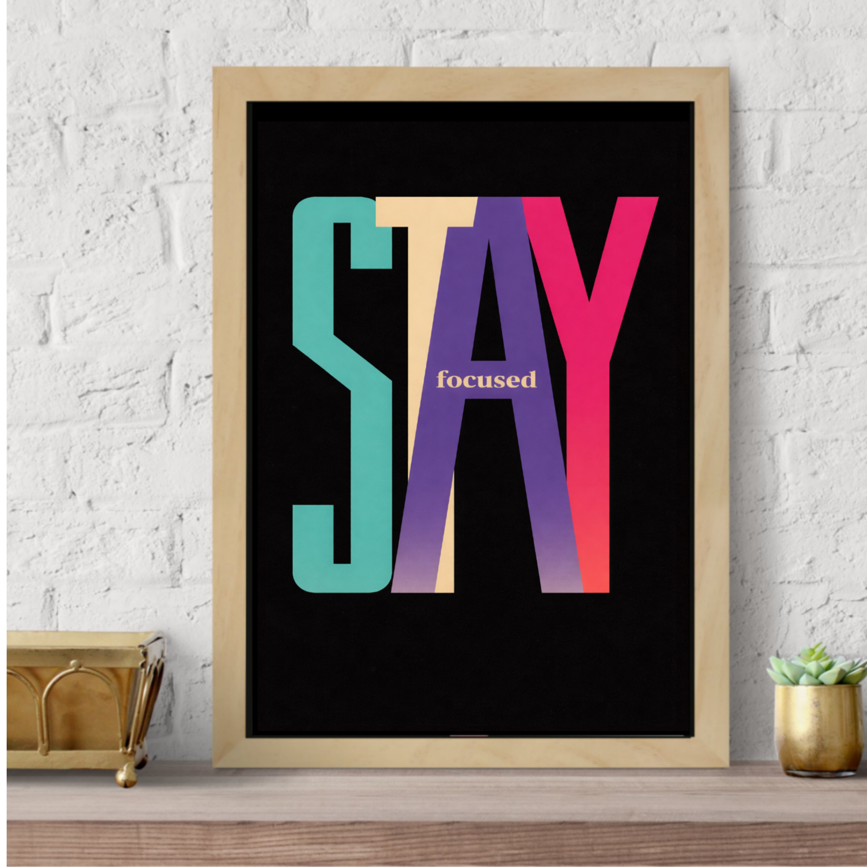 Never Settle Stay Focused Don’t Quit Wall Art Set Colorful Motivational Typography Prints 13x19 Laminated