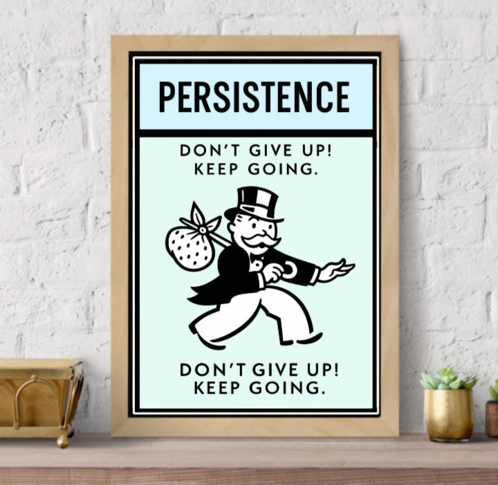 Persistence Motivational Poster – Don’t Give Up Keep Going | Success Mindset Wall Art 13x19in