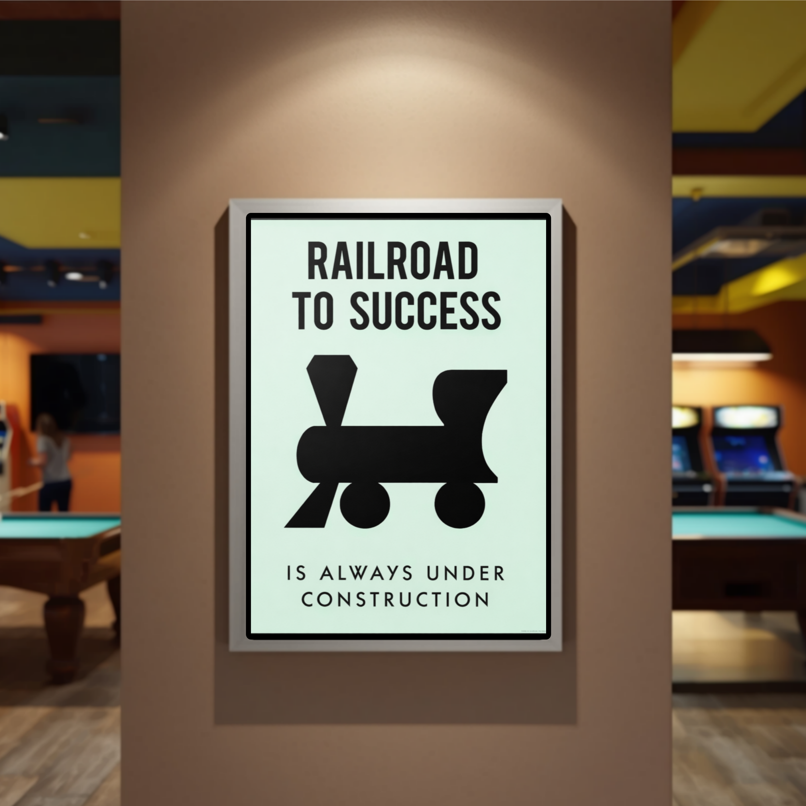 Railroad to Success Wall Art – Entrepreneur Motivation 13x19in Laminated or Framed| Business Mindset Decor