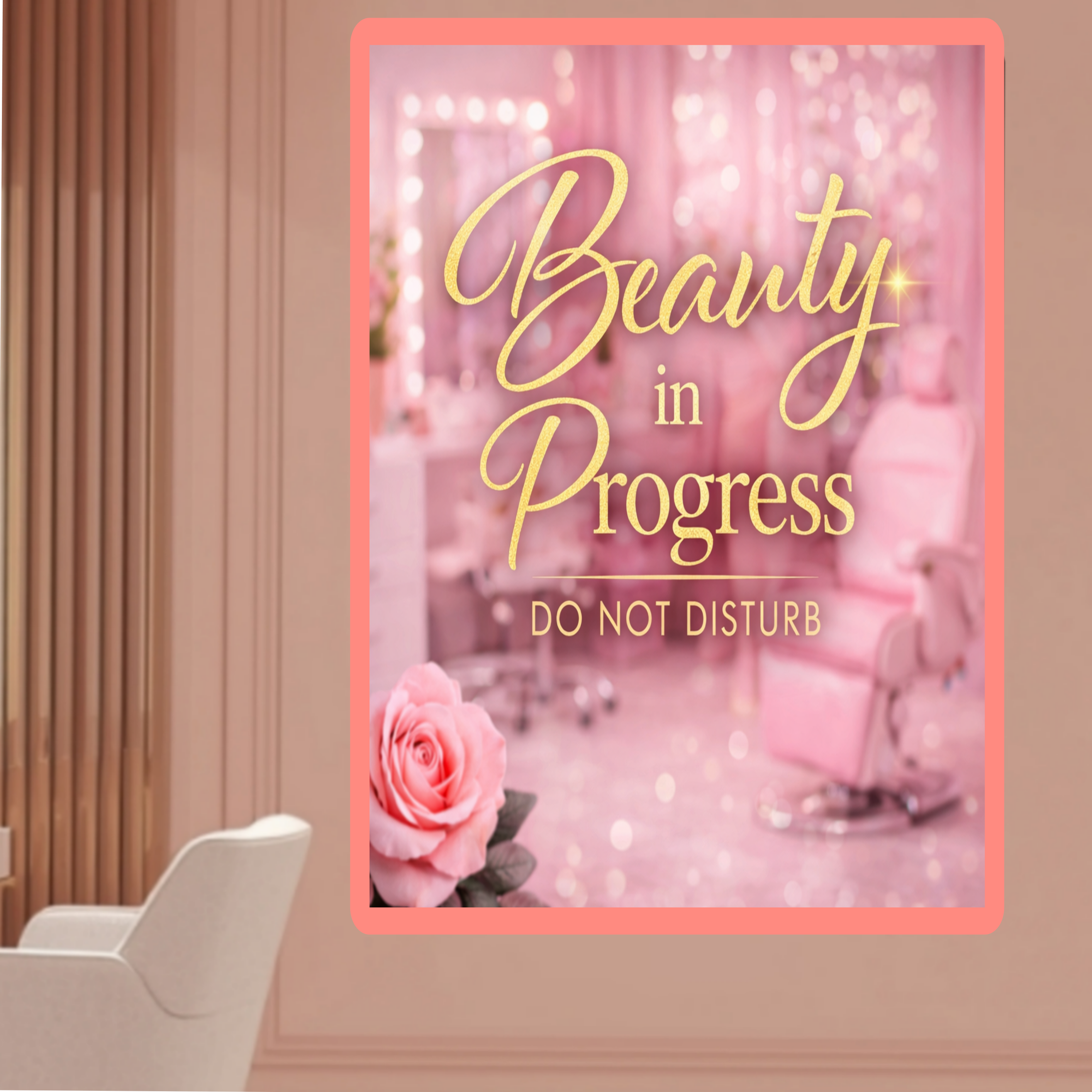 Beauty In Progress Sign Do Not Disturb Salon Decor 13x19 Laminated Spa Wall Art Beauty Room Sign Feminine Decor