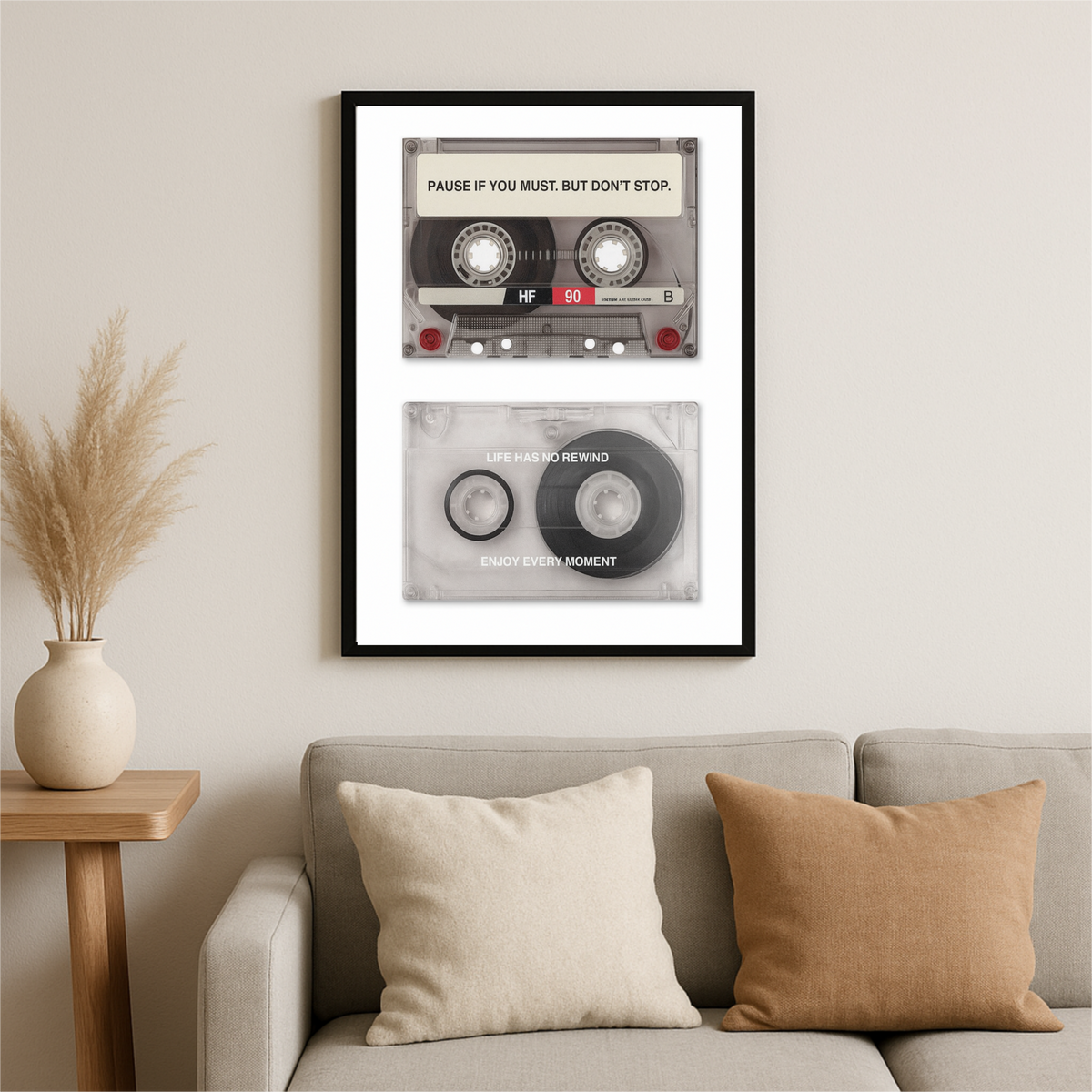 Retro Cassette Motivational Wall Art Pause If You Must But Don’t Stop Vintage Aesthetic Decor Laminated 13x19