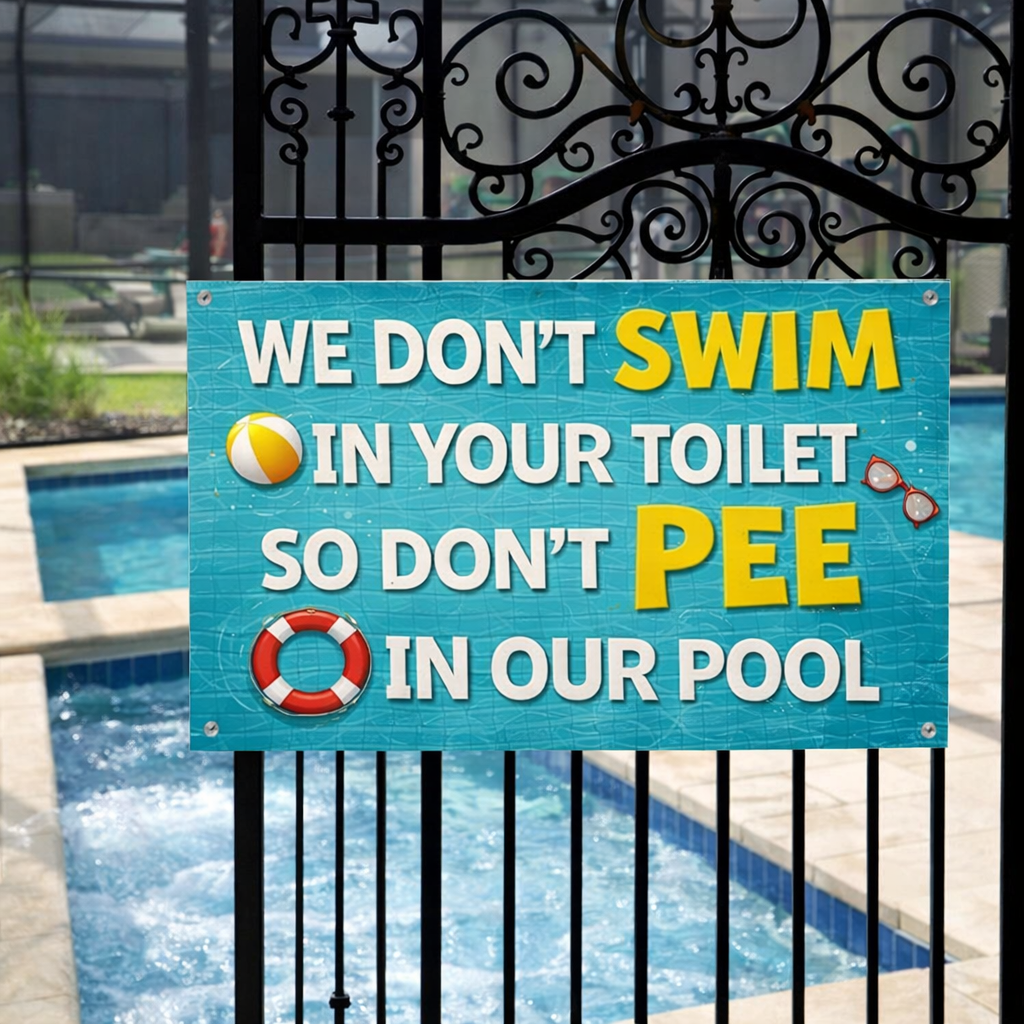 Funny Pool Sign Don’t Pee In Pool Humor Pool Rules Sign 13x19 Laminated Backyard Pool Decor Summer Sign