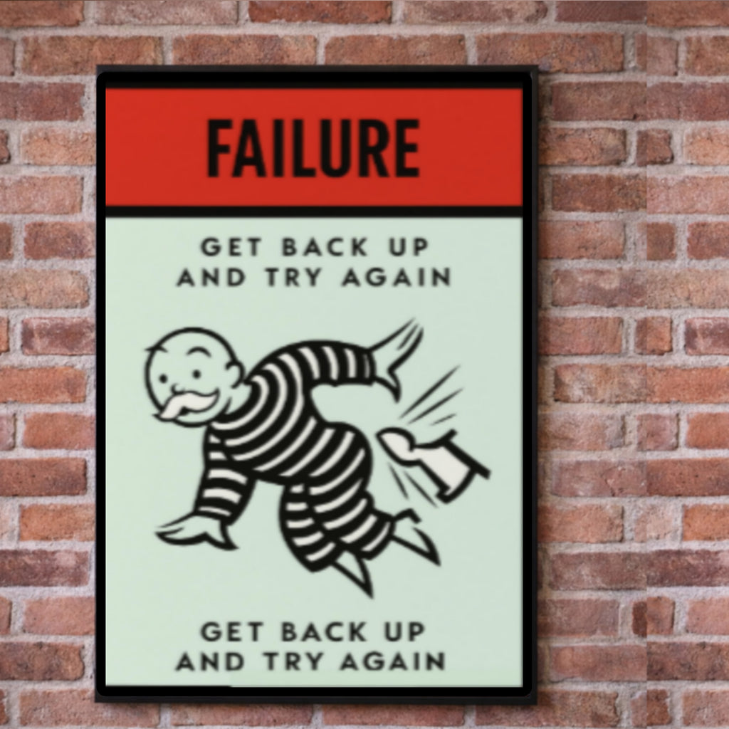 Failure Motivational Poster – Get Back Up and Try Again | Growth Mindset Wall Art 13x19in