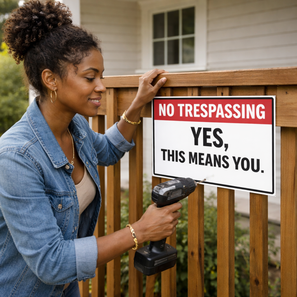 No Trespassing Sign Funny Yes This Means You 13x19 Laminated Outdoor Sign Bold Warning Door Sign Yard Security Sign Home Protection Decor
