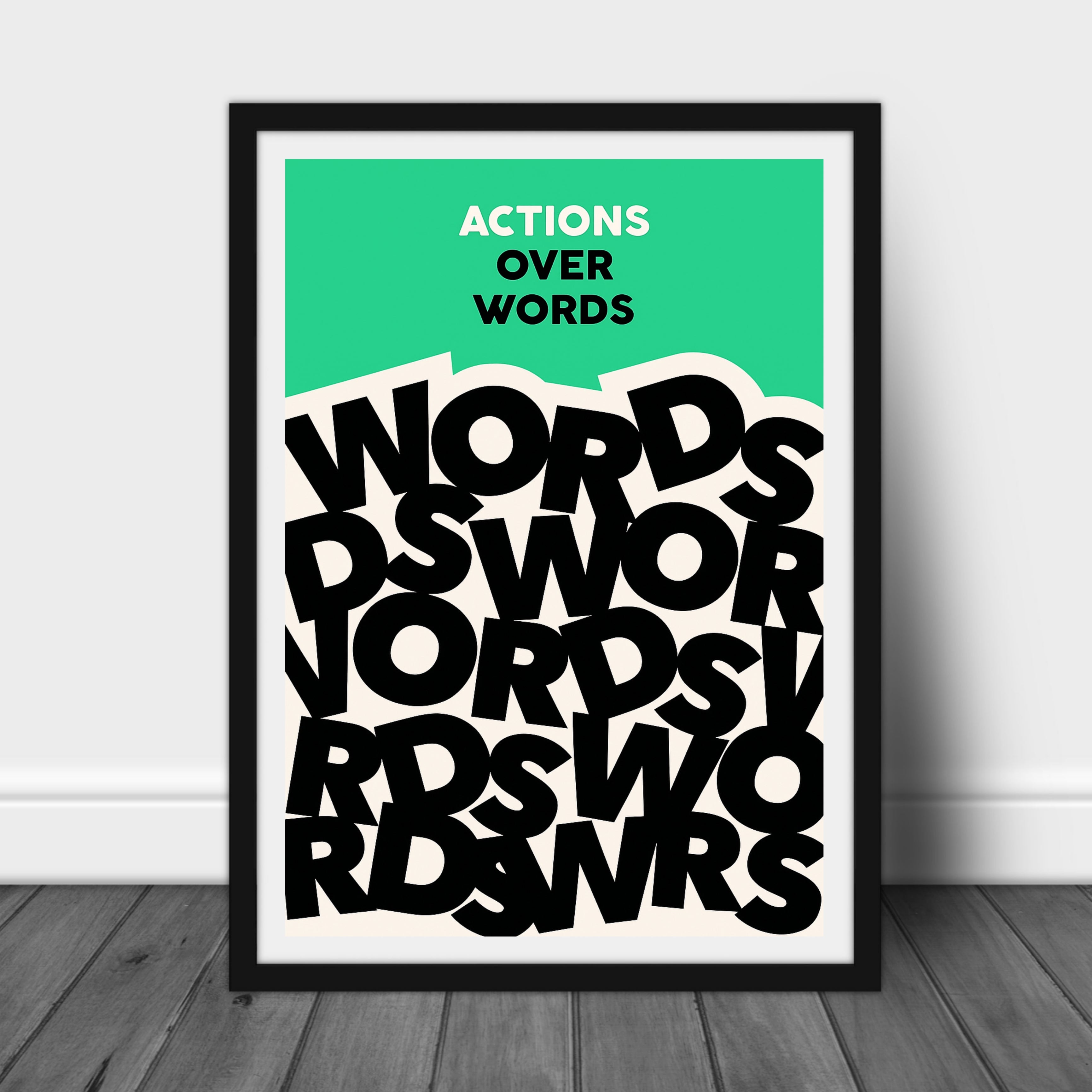 Motivational Wall Art Set Actions Over Words Purpose Over Popularity Progress Over Perfection Success Mindset Decor 13x19 Laminated