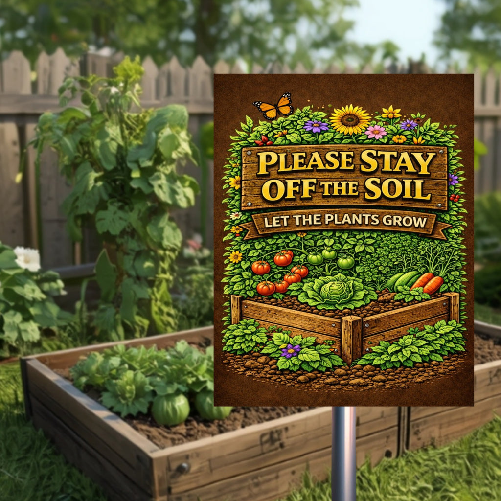 Stay Off The Soil Garden Sign Protect Plants Yard Sign 13x19 Laminated Outdoor Garden Decor Vegetable Garden Warning
