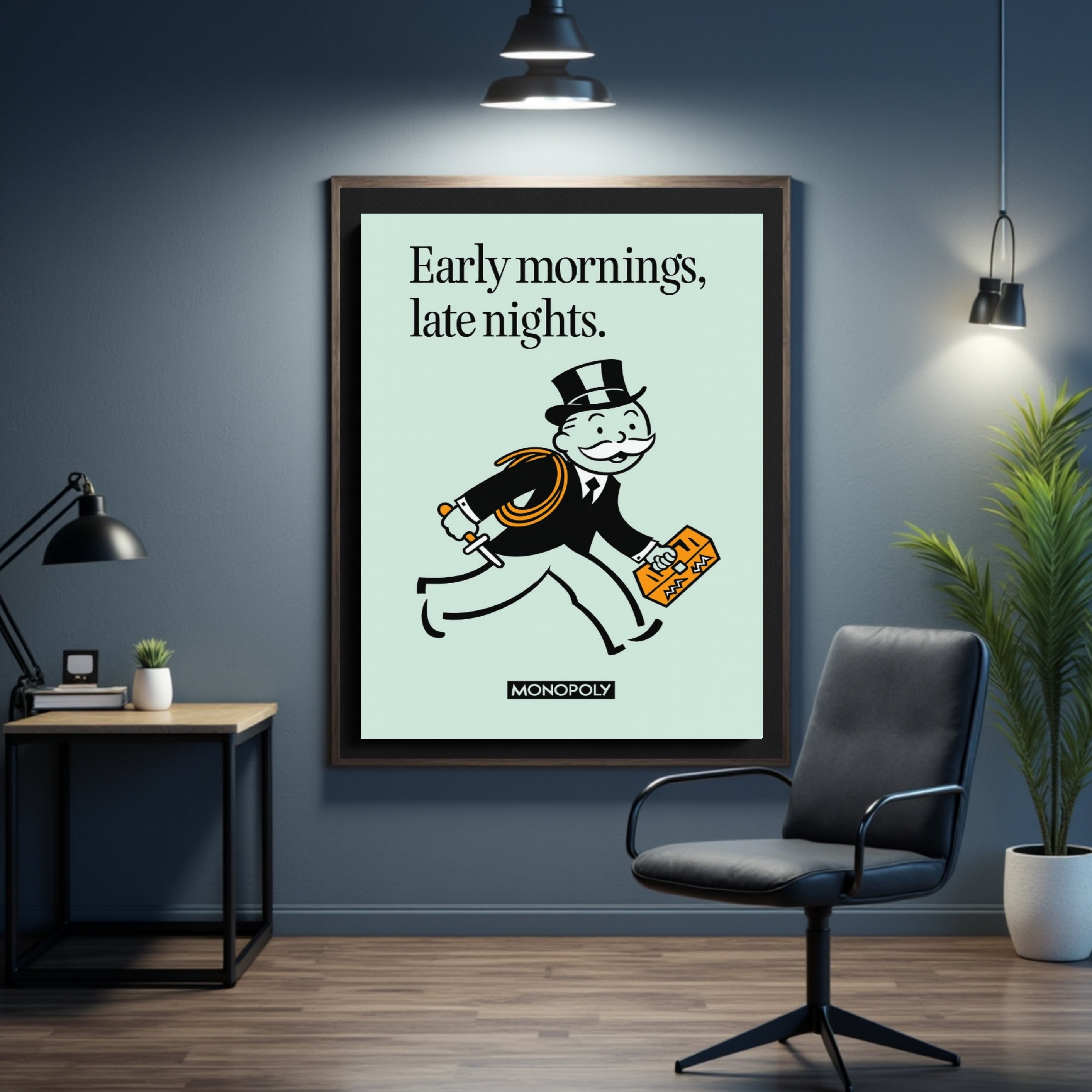 Early Mornings Late Nights Motivational Poster – Hustle Mindset Wall Art | 13x19 Laminated Print