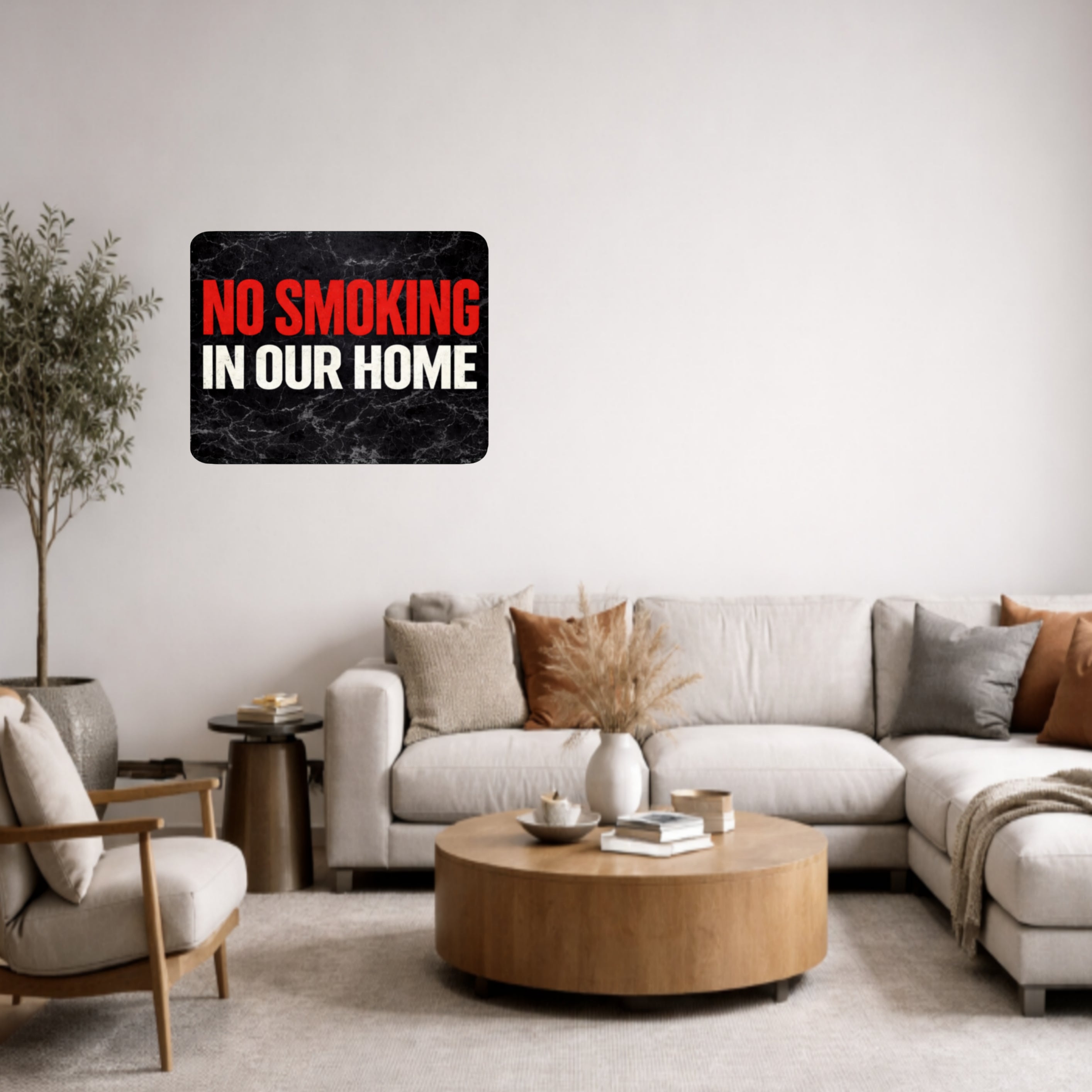 No Smoking In Our Home Sign – Family Home No Smoking Wall Decor, House Rules Sign, Laminated Door Sign 6x9in 19x13in