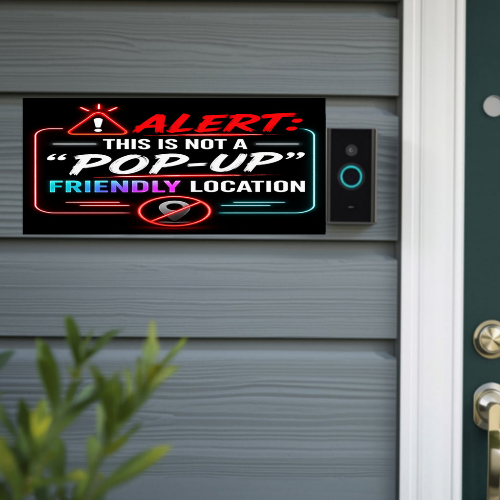 Alert Not A Pop Up Friendly Location Sign Funny No Soliciting Door Sign Modern Neon Style Decor 5x9in