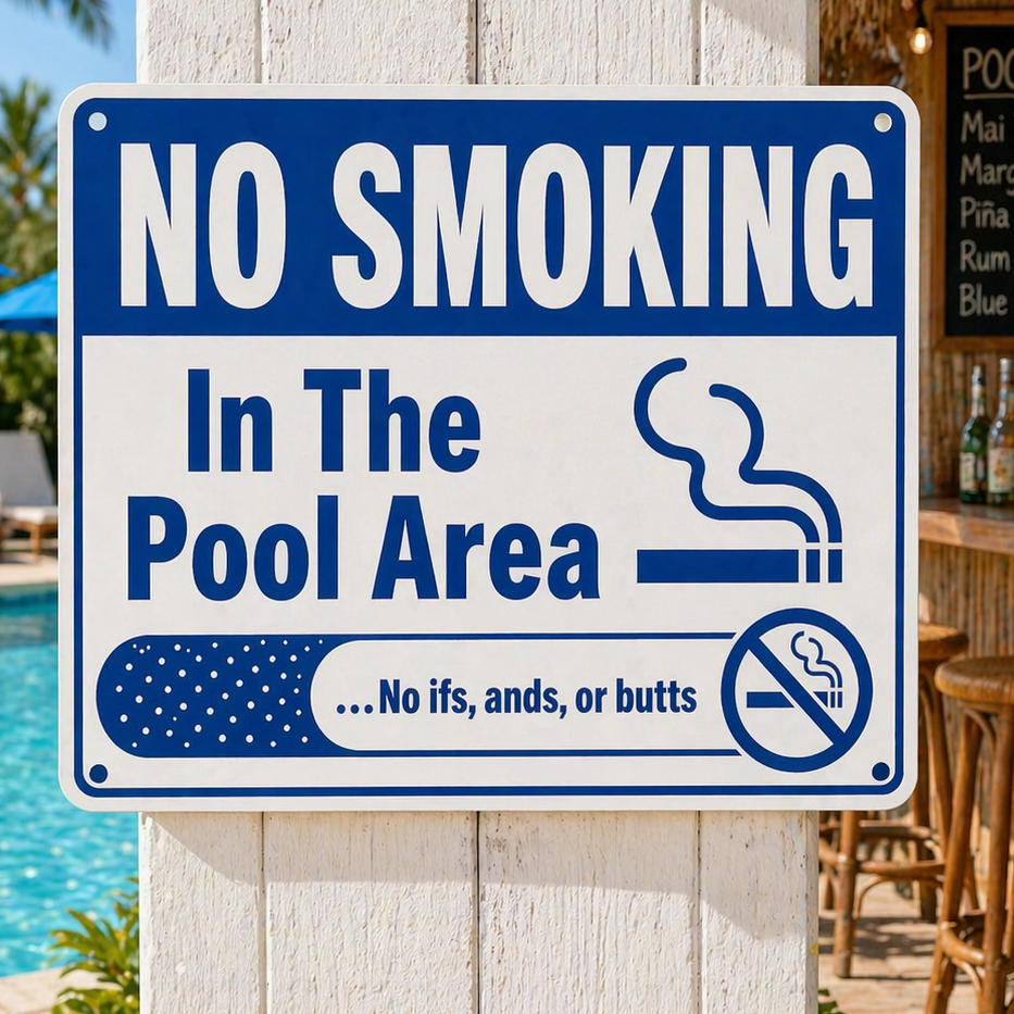 No Smoking In The Pool Area Sign 13x19 Laminated Pool Rules Decor Backyard Pool Safety No Smoking Wall Sign