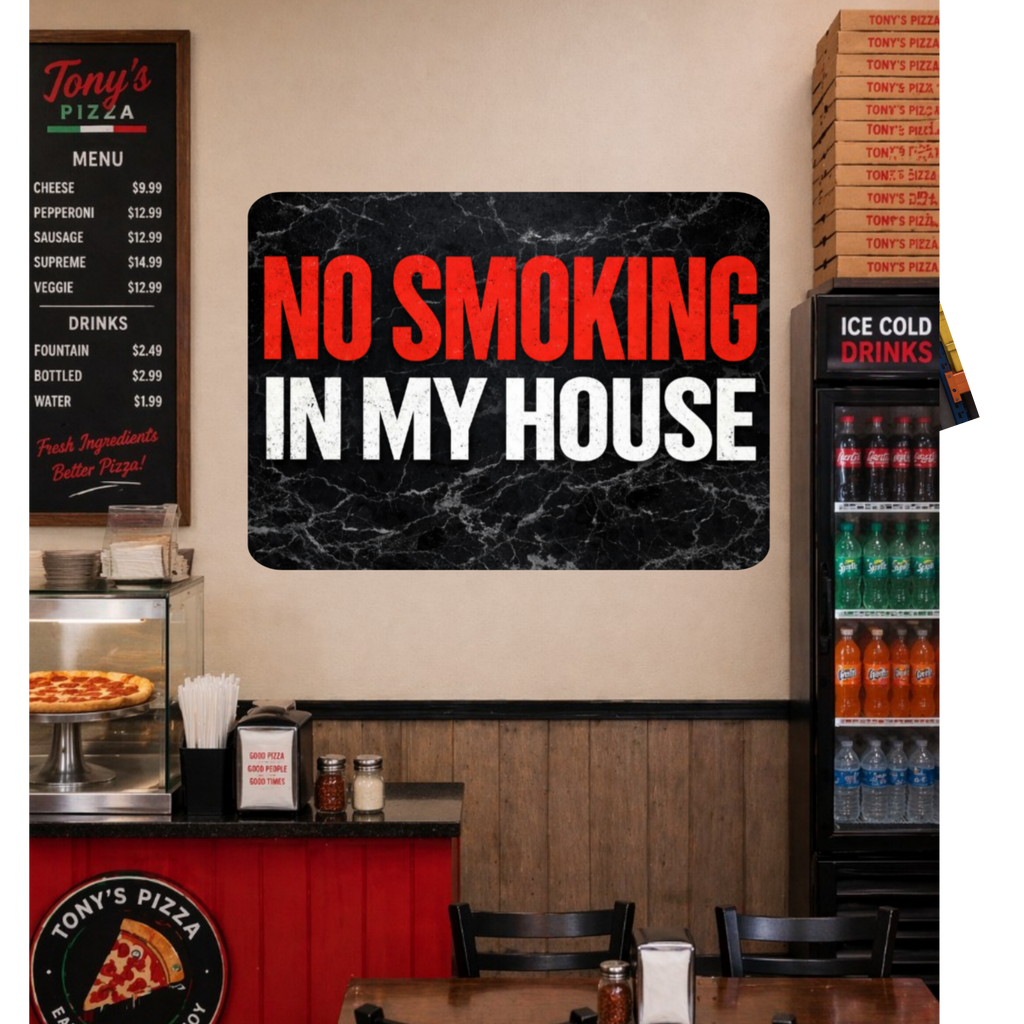No Smoking In My House Sign – Bold Home No Smoking Wall Decor, Modern Door Sign, Laminated House Rules Sign 6x9in 19x13in