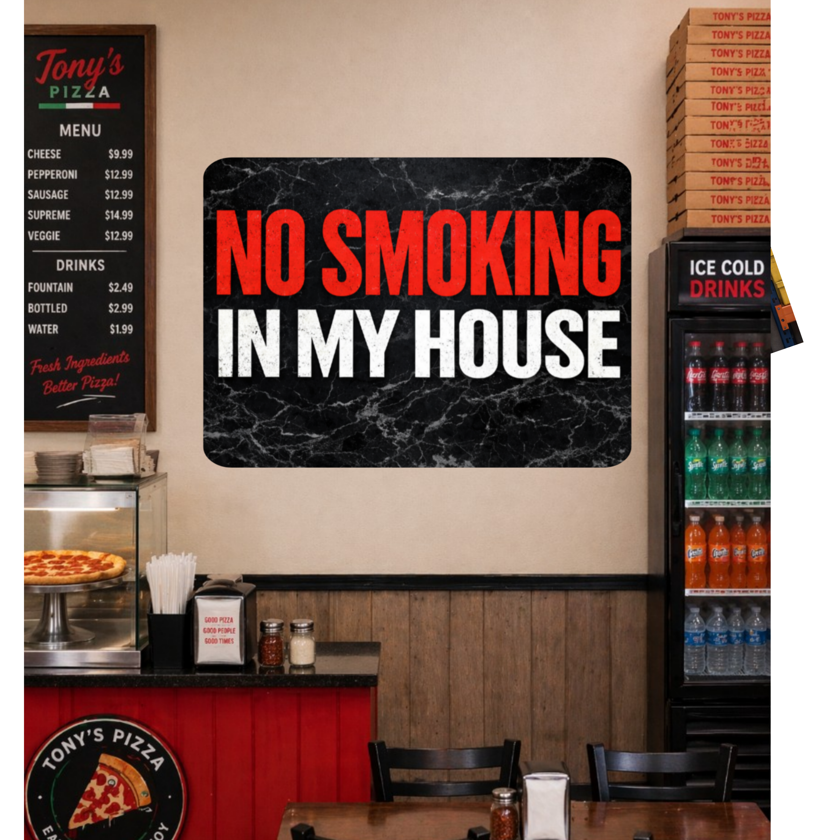 No Smoking In My House Sign – Bold Home No Smoking Wall Decor, Modern Door Sign, Laminated House Rules Sign 6x9in 19x13in