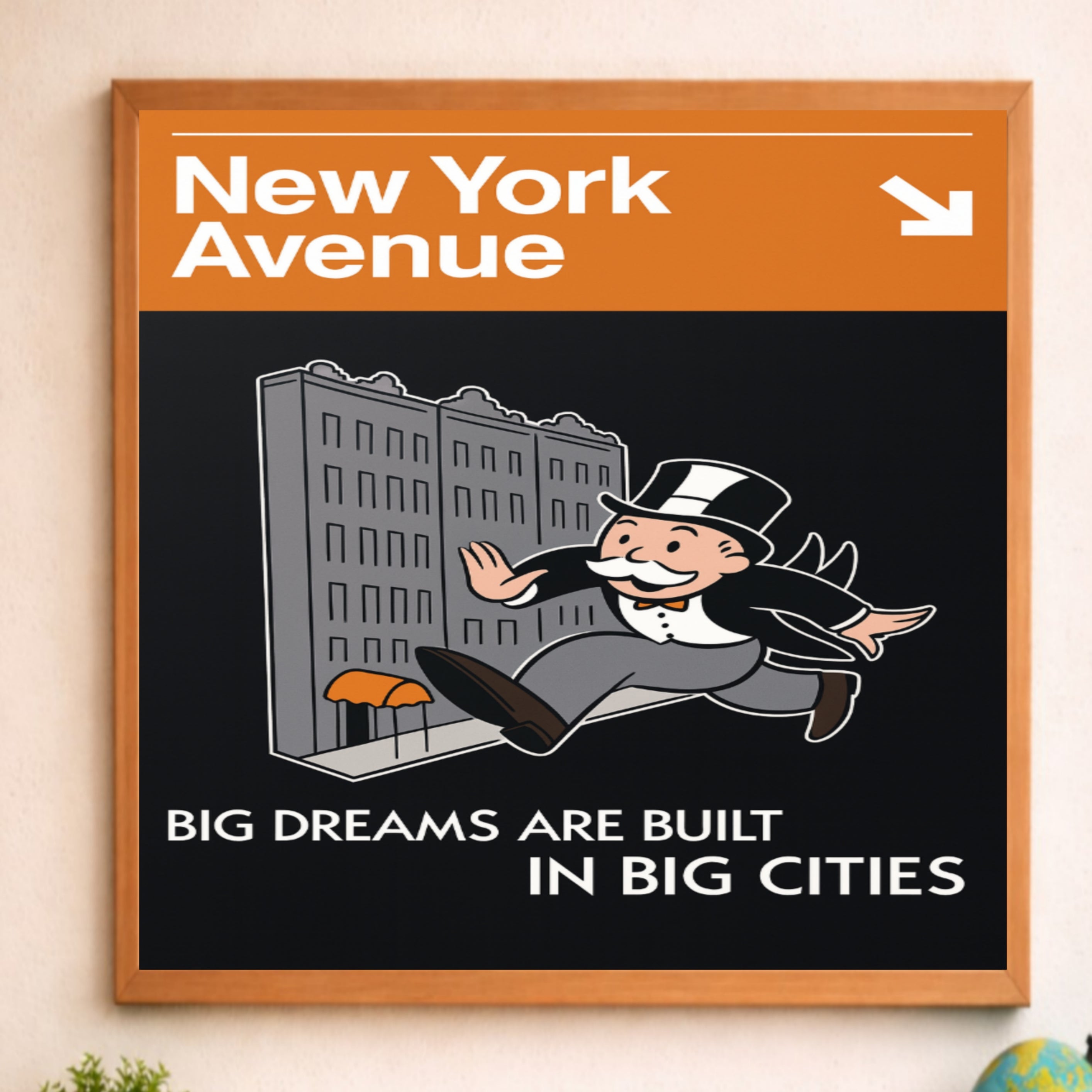 Monopoly Inspired Wall Art Set 13x19 Laminated Street Style Decor Park Place New York Avenue Modern Wall Art Set
