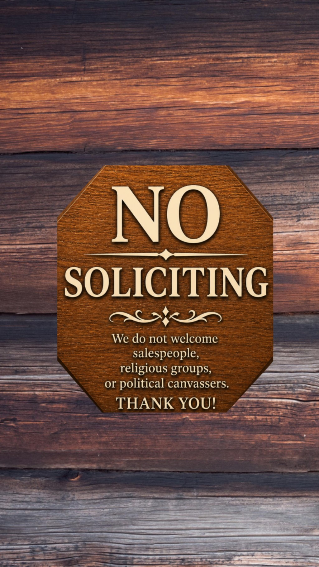 Real Wood No Soliciting Sign 12x12 Outdoor Wooden Door Sign Weather Sealed Front Porch Decor