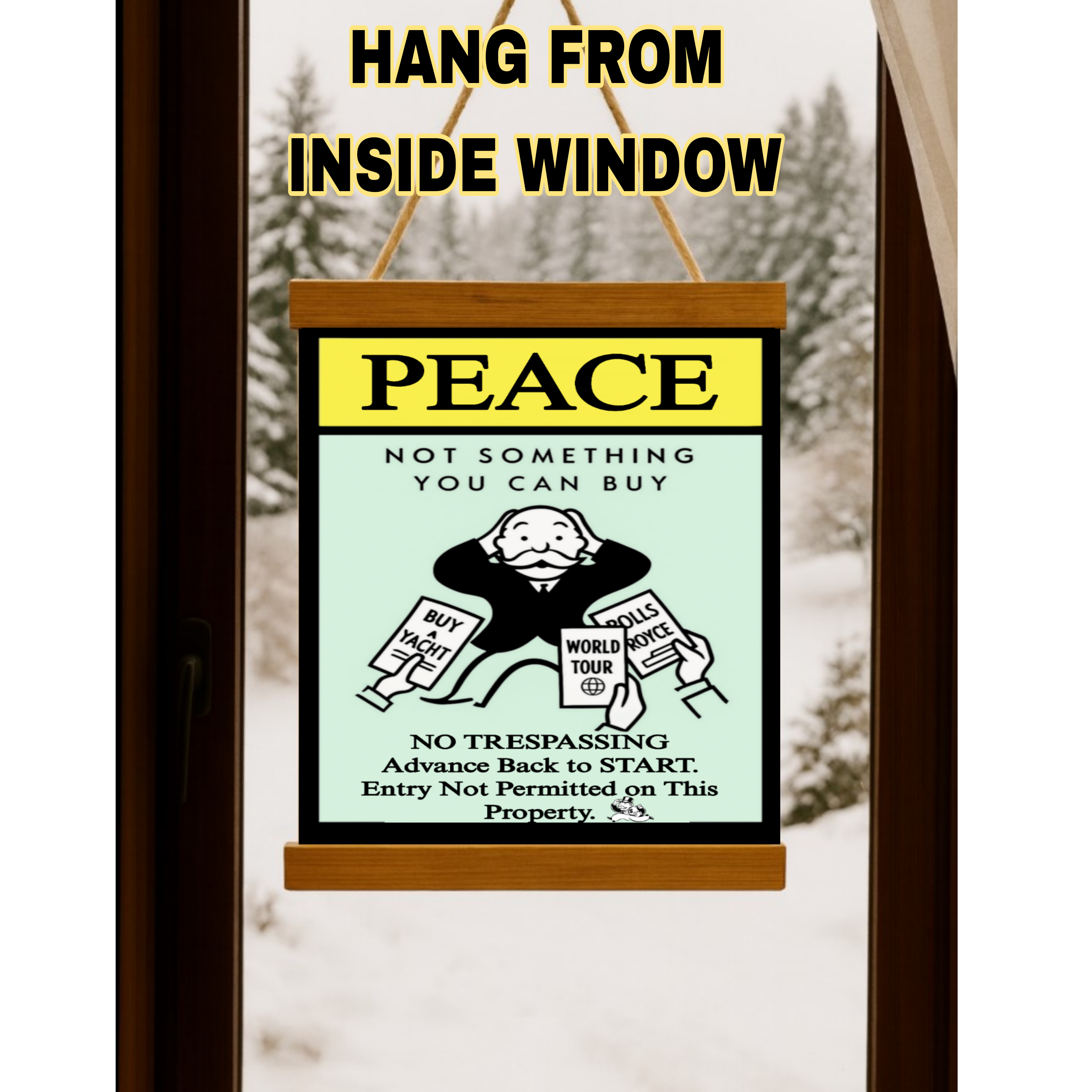 Peace Not Something You Can Buy Sign – Laminated No Trespassing Sign | Wealth Humor Property Sign | Front Door Warning Decor 13x