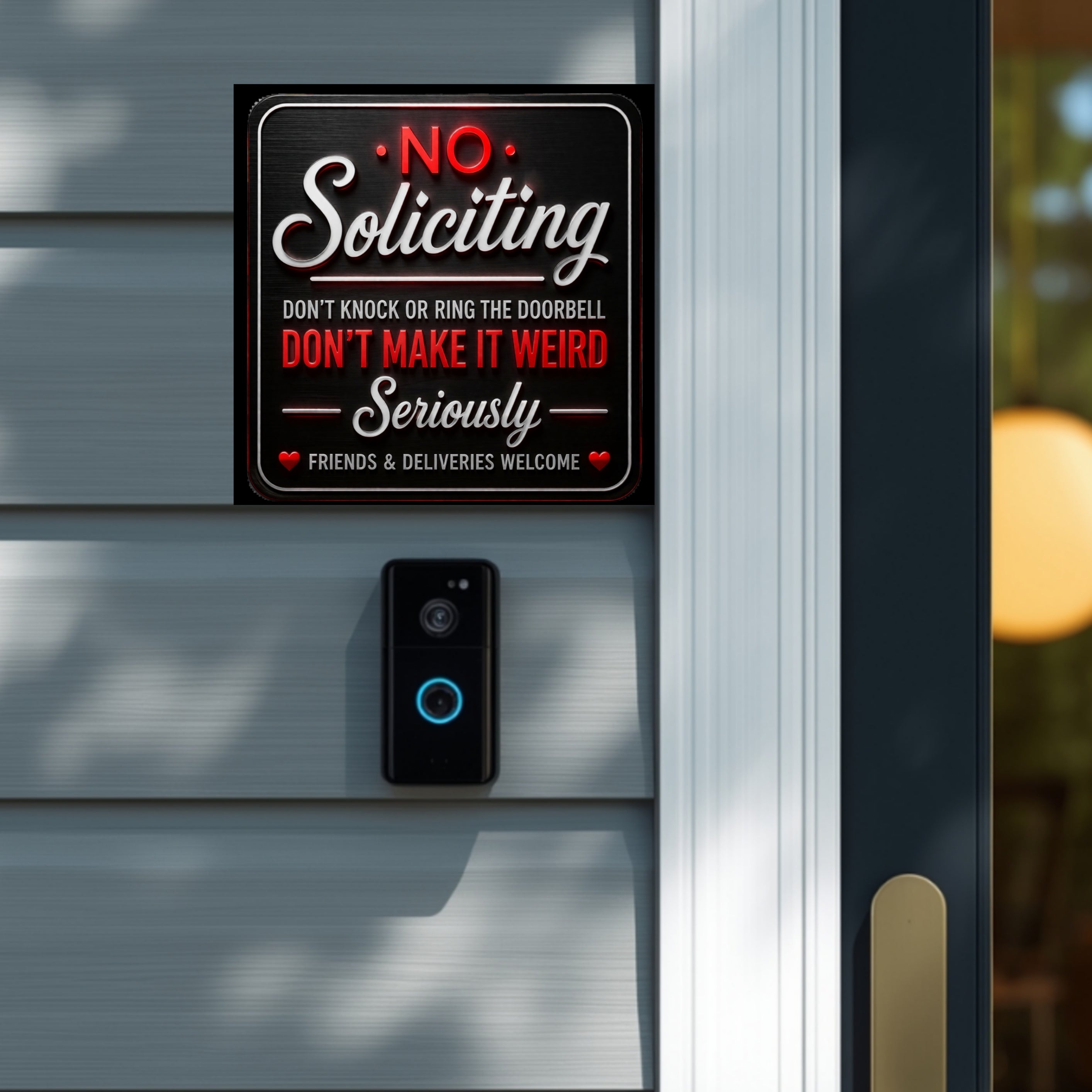 No Soliciting Don’t Make It Weird Funny Door Sign Modern Home Decor Statement Piece, 6x9in