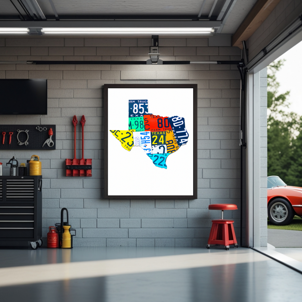 Texas License Plate Wall Art Colorful State Decor Modern Home Wall Print Laminated 13x19