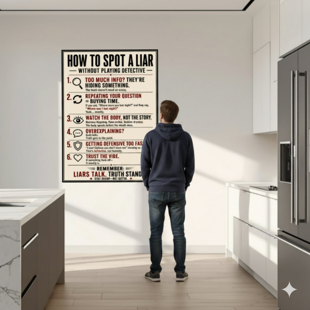 How To Spot A Liar Sign 13x19 Laminated Educational Poster Body Language Truth Detection Psychology Wall Art Mindset Sign