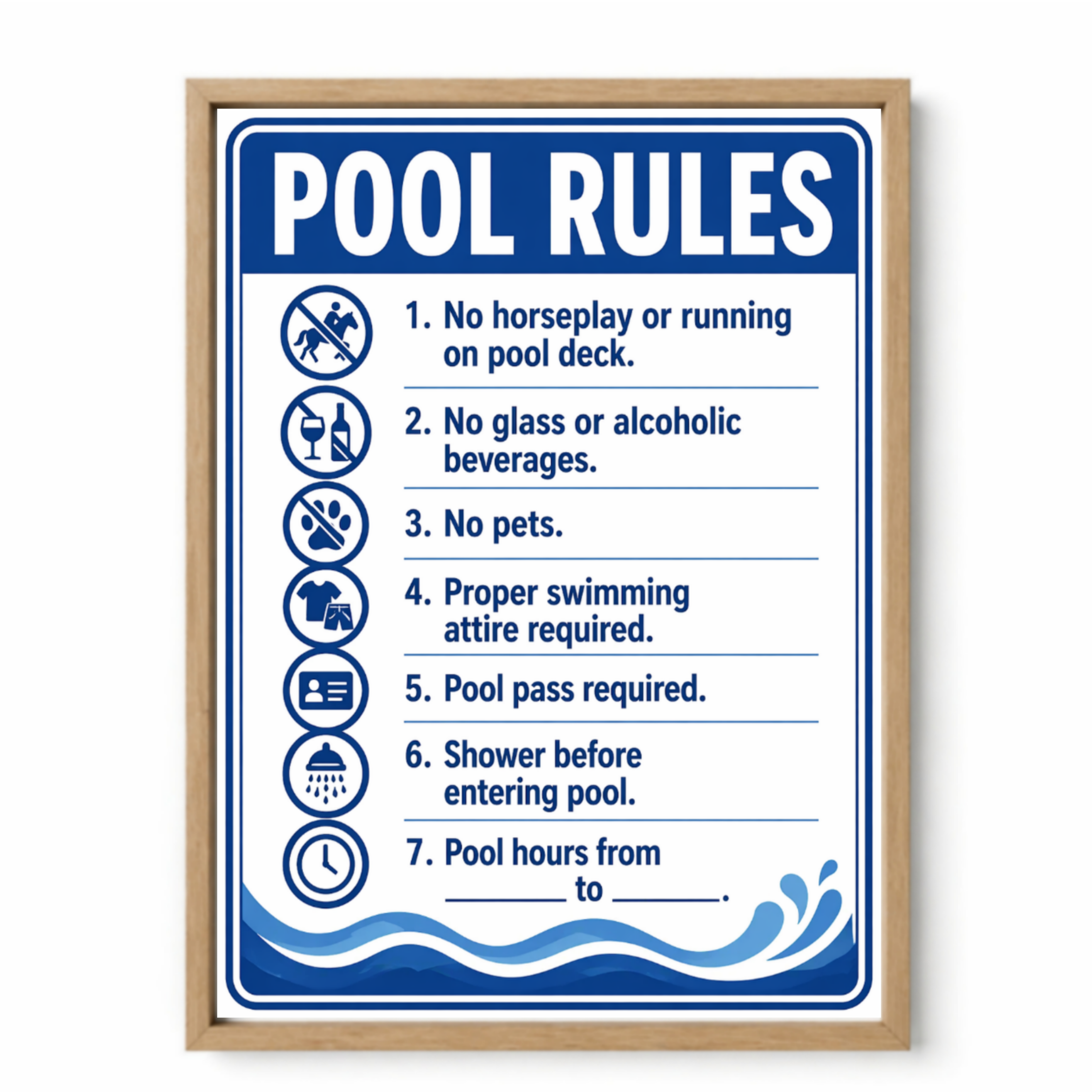 Pool Rules Sign | 13x19 Laminated Custom Pool Safety Sign | Backyard Pool Decor for Airbnb, HOA & Home