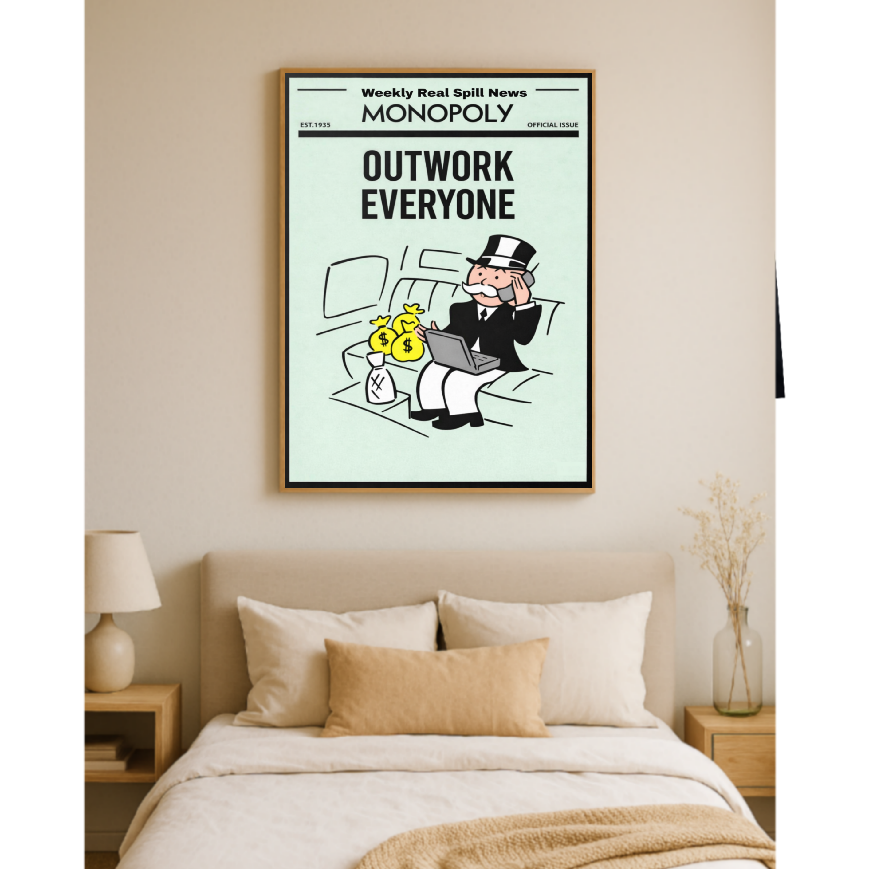 Outwork Everyone Monopoly Style Motivational Poster – 13x19 Laminated Hustle Wall Art