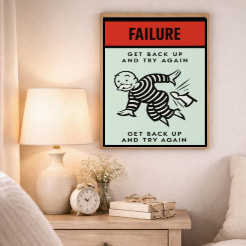Failure Motivational Poster – Get Back Up and Try Again | Growth Mindset Wall Art 13x19in
