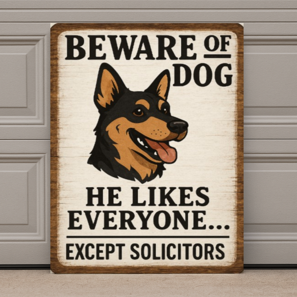 Beware of Dog No Soliciting Sign – Funny Door Warning Sign for Home 13x19in