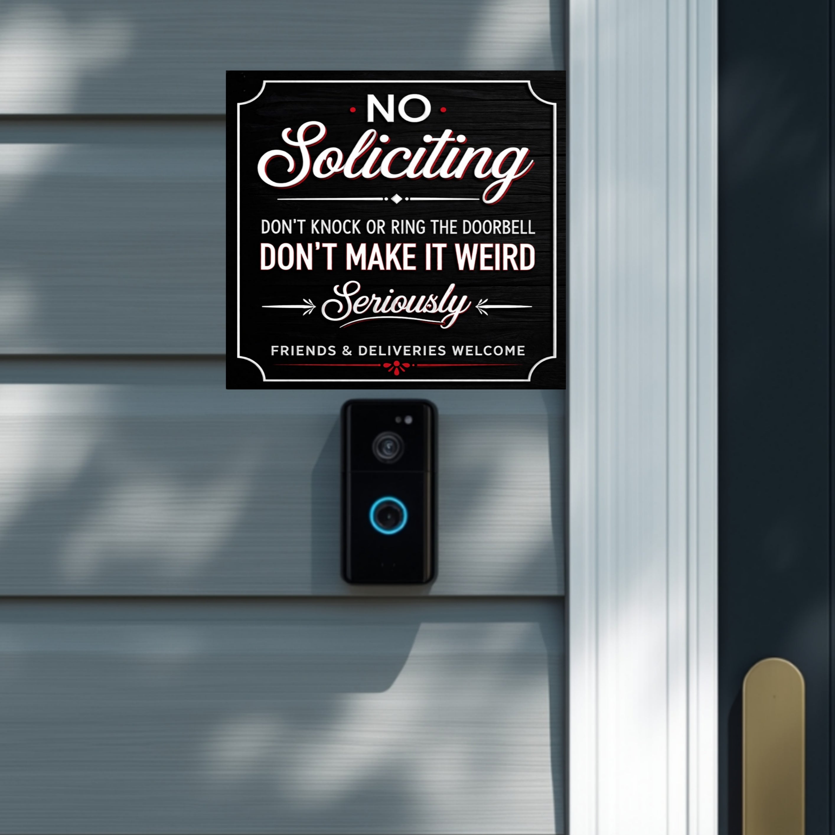 Modern No Soliciting Door Sign Funny Stylish Home Decor Front Door Statement Sign 6X9IN