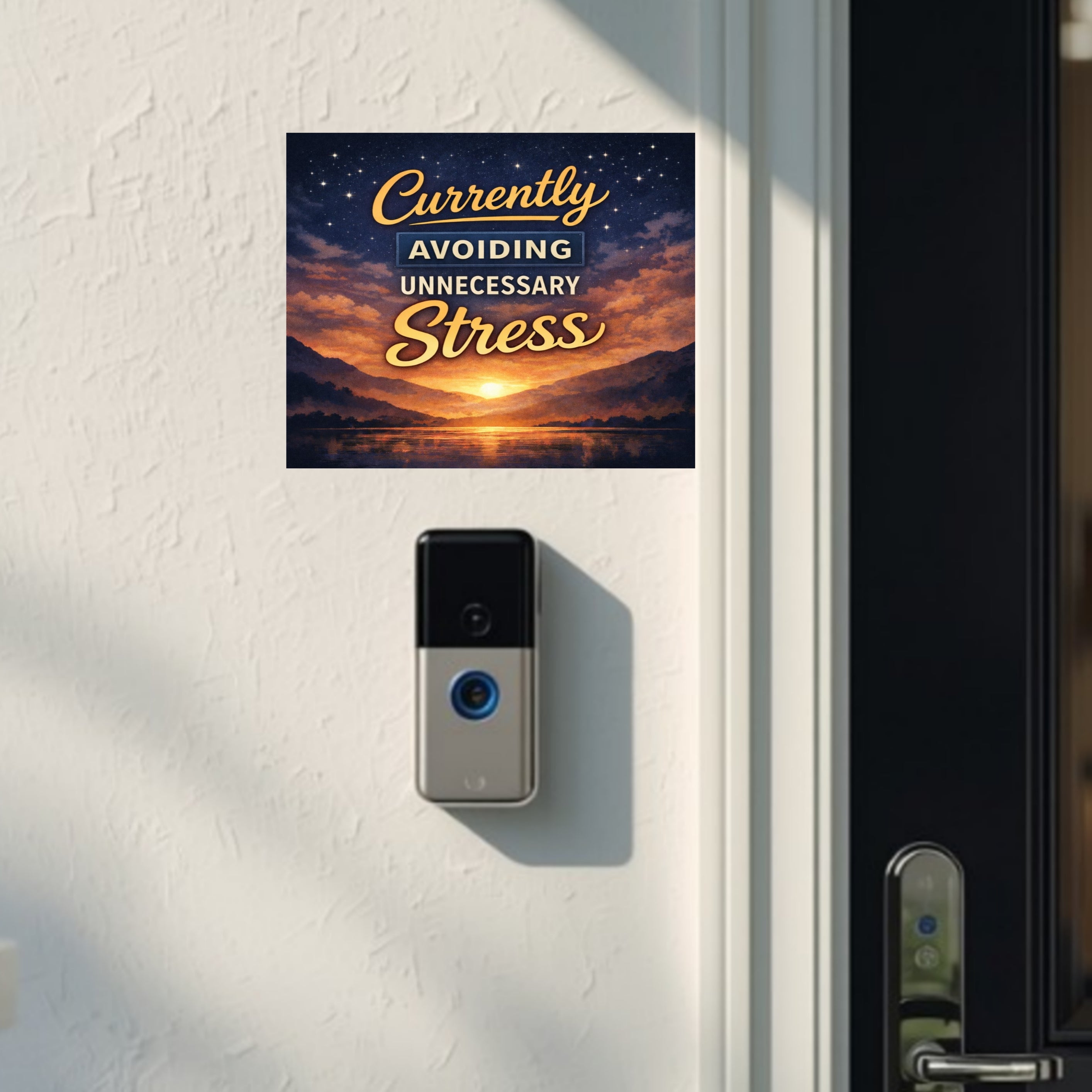 Currently Avoiding Unnecessary Stress Wall Art – Calm Aesthetic Home Decor | Peaceful Lifestyle Sign