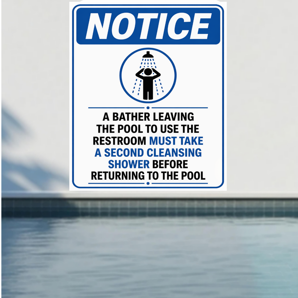 Pool Shower Notice Sign | 13x19 Laminated Swimming Pool Hygiene & Safety Wall Sign