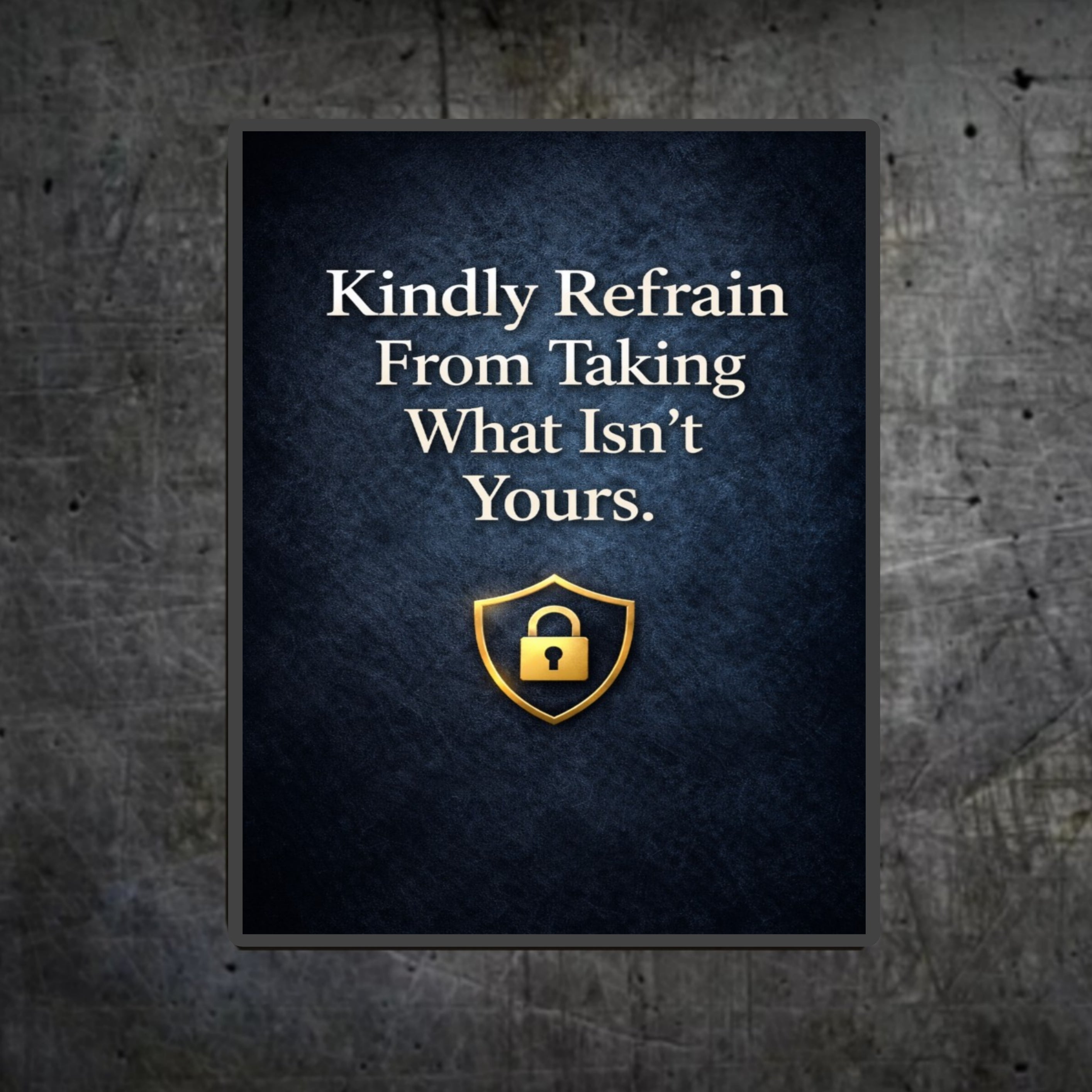 No Trespassing Theft Warning Sign 13x19 Laminated Kindly Refrain From Taking What Isn’t Yours Elegant Security Sign