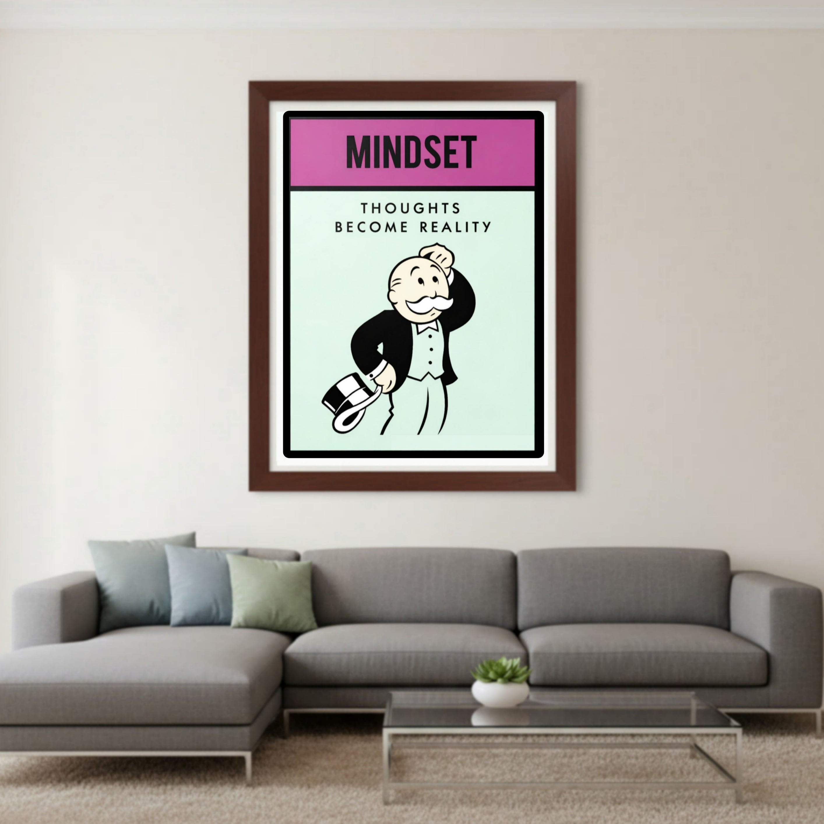 Mindset Wall Art Thoughts Become Reality Motivational Poster 13x19 Laminated Success Mindset Decor Inspirational Office Wall Art